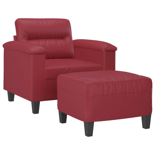 vidaXL Sofa Sessel mit Hocker Weinrot 60 cm Kunstleder günstig online kaufen
