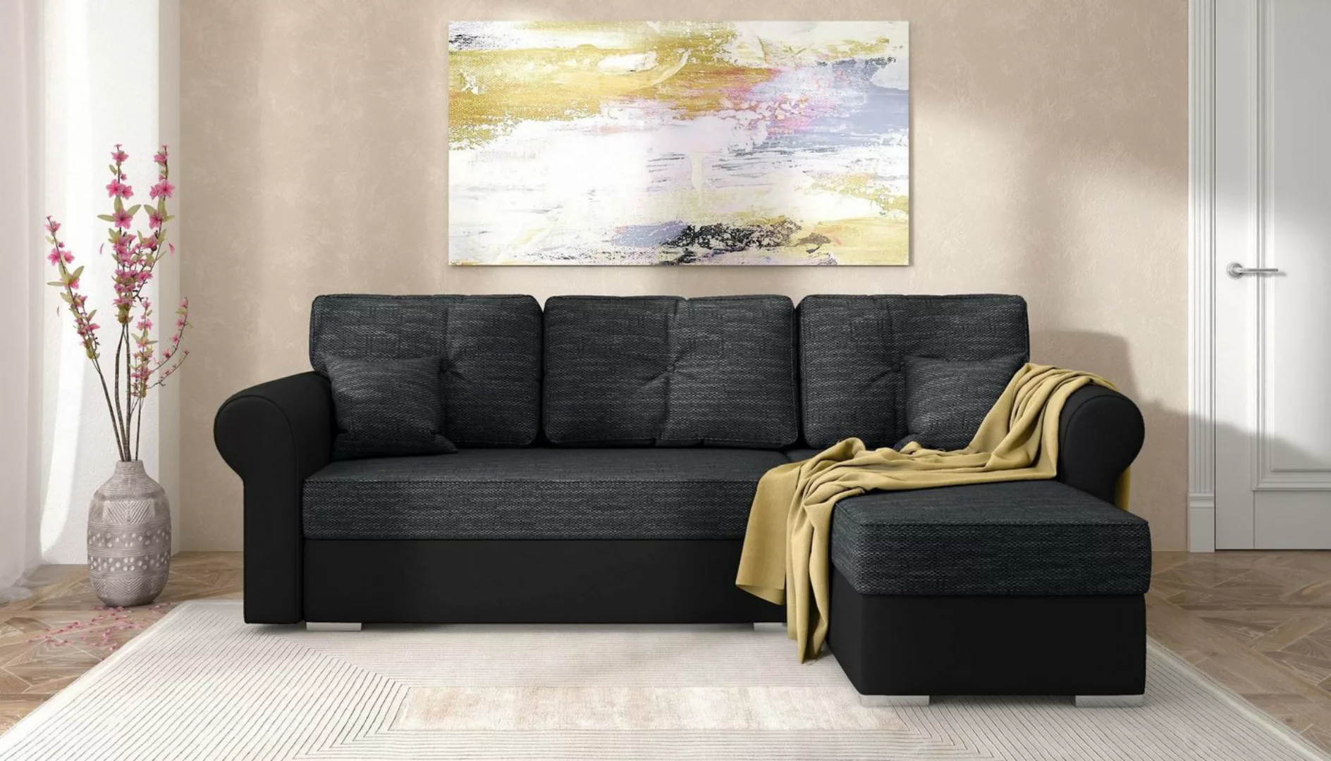 Stylefy Ecksofa Ofanto, L-Form, Eckcouch, mit Bettfunktion und Bettkasten, günstig online kaufen