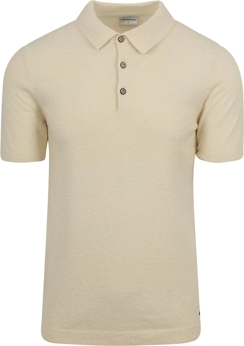 No Excess Knitted Poloshirt Struktur Ecru  - Größe 3XL günstig online kaufen