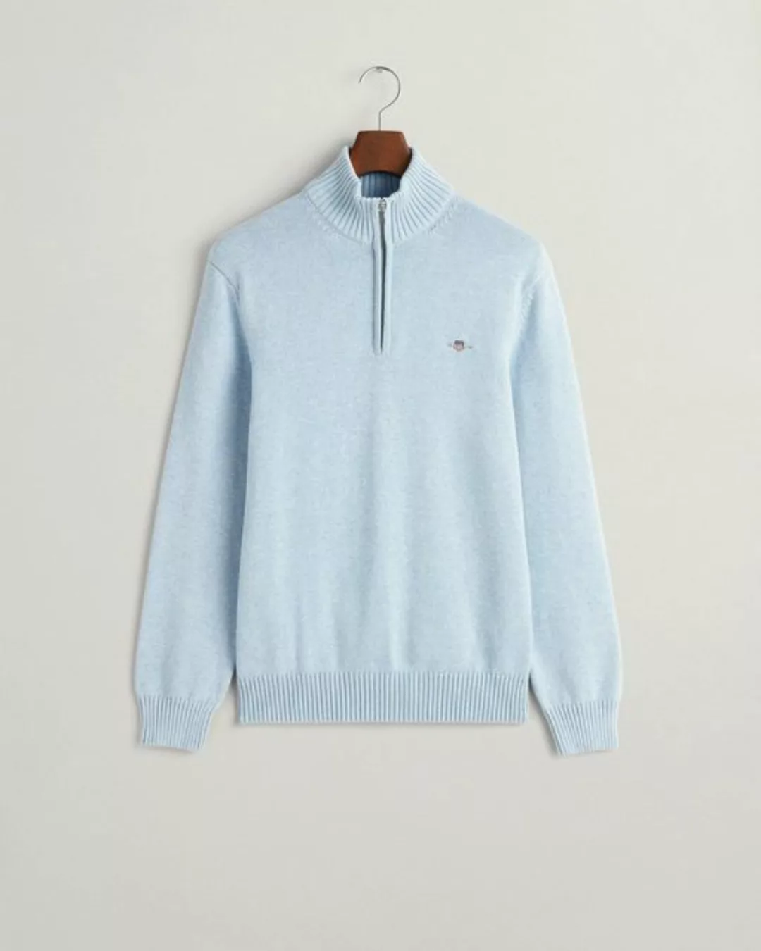 Gant Strickpullover CASUAL COTTON HALFZIP, LT BLUE MELANGE günstig online kaufen