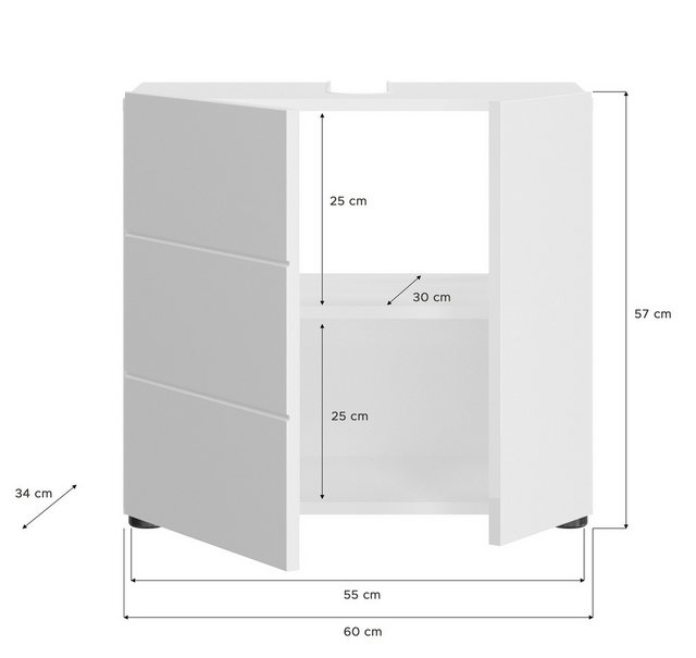 xonox.home Waschbeckenunterschrank 60 x 56 x 34 cm (B/H/T) günstig online kaufen