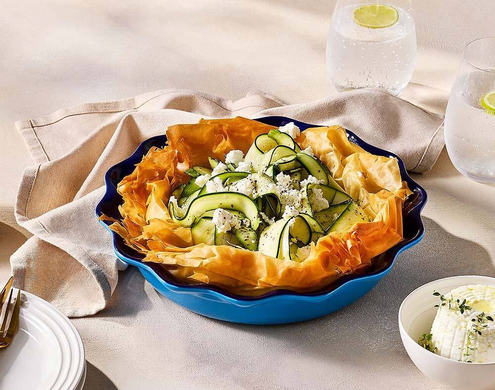 Le Creuset Pie-Form Kuchenform Steinzeug Azure Blau 23cm günstig online kaufen