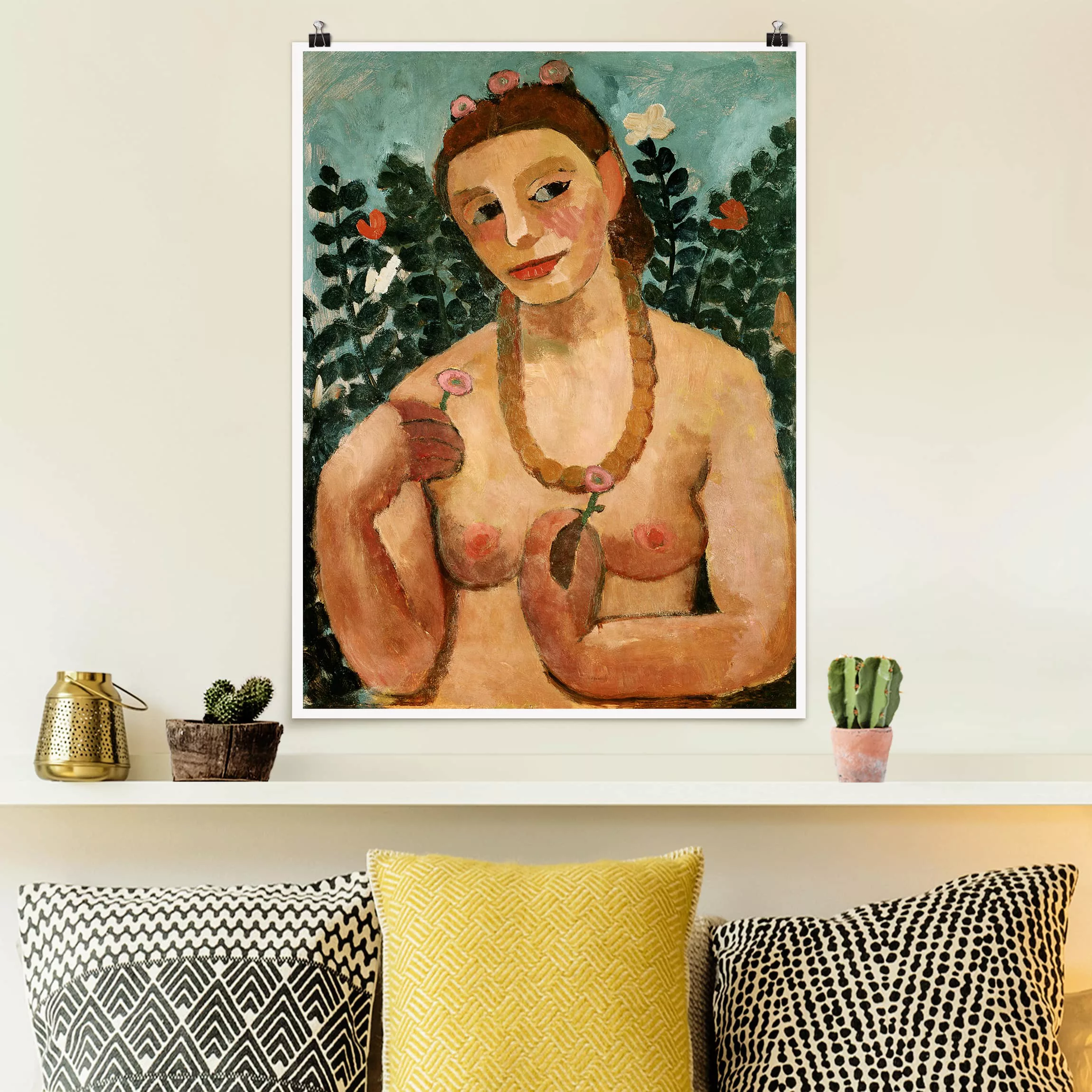 Poster - Hochformat Paula Modersohn-Becker - Halbakt mit Bernsteinkette günstig online kaufen