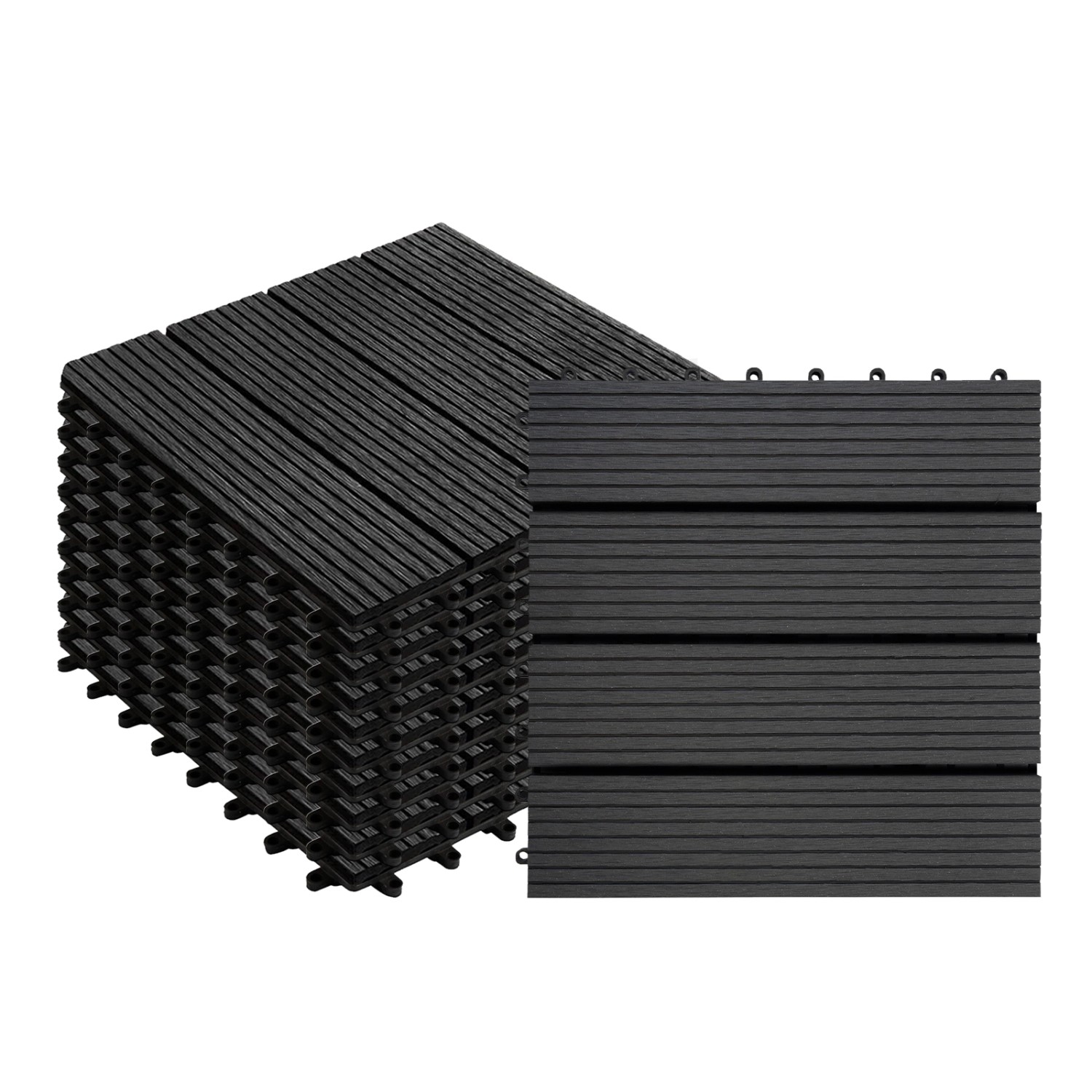 KARAT WPC Terrassenfliesen Royal Wetterfest 30 x 30 cm Anthrazit 11er-Set 1 günstig online kaufen