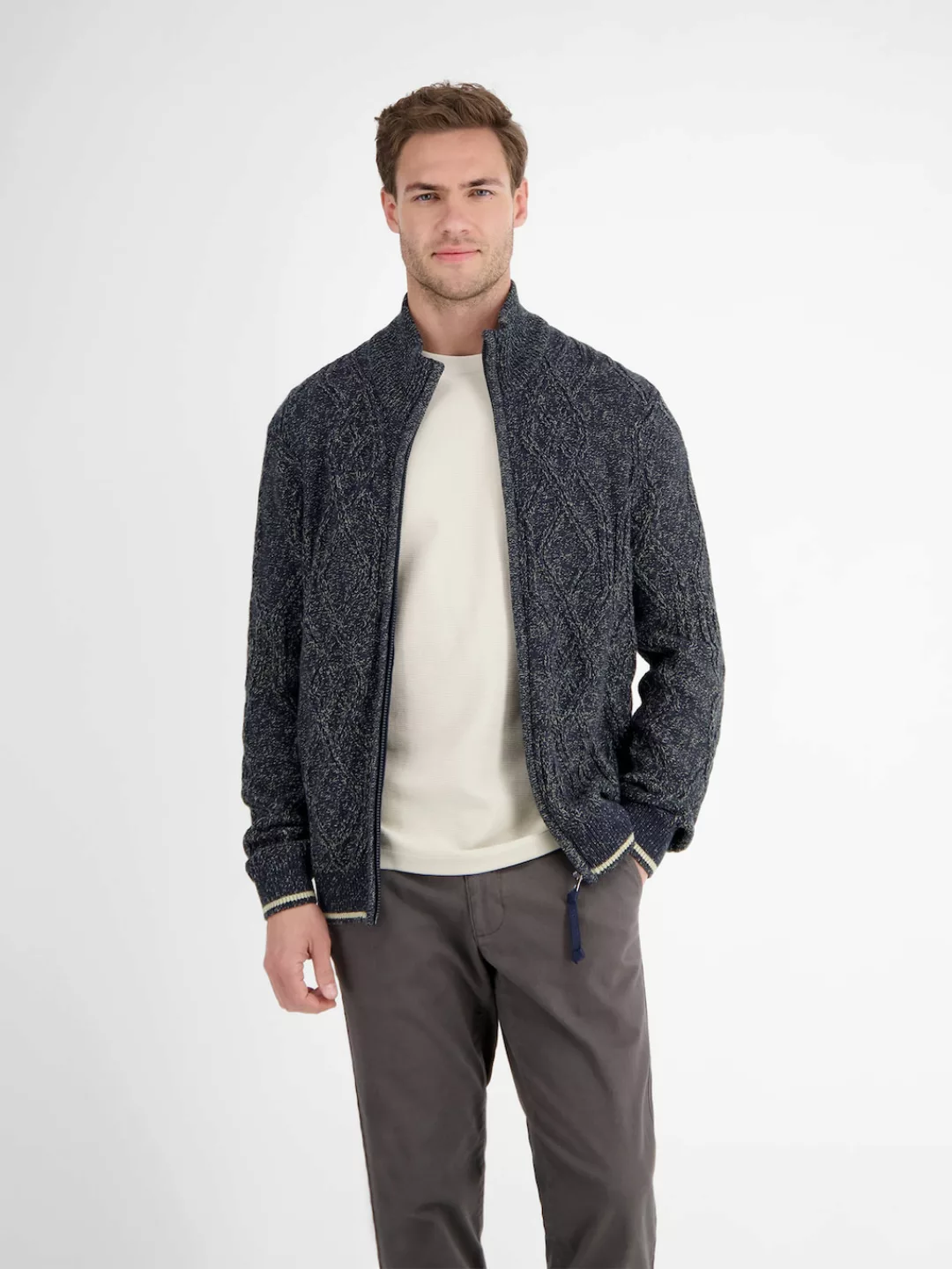 LERROS Strickjacke "LERROS Herren-Strickjacke mit Zopfmuster" günstig online kaufen