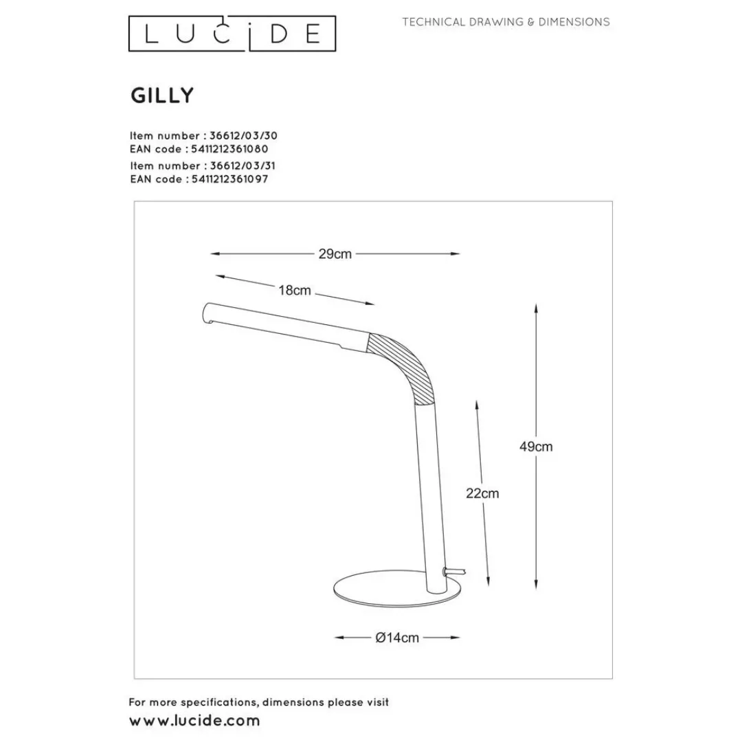 LED-Schreibtischleuchte Gilly, weiß, flexibel, Metall günstig online kaufen