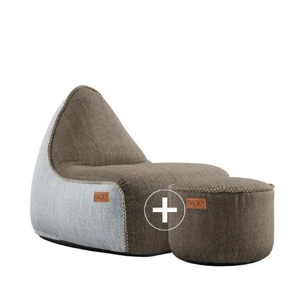 RETROit Cobana Outdoor Sitzsack Loungsessel mit Hocker – Sparset braun/weiß günstig online kaufen