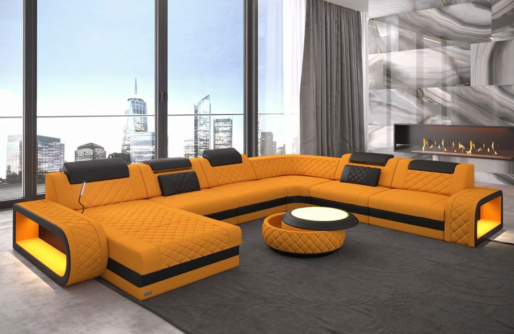 Sofa Dreams Wohnlandschaft Stoff Polstercouch Sofa Berlin XXL U Form Stoffs günstig online kaufen