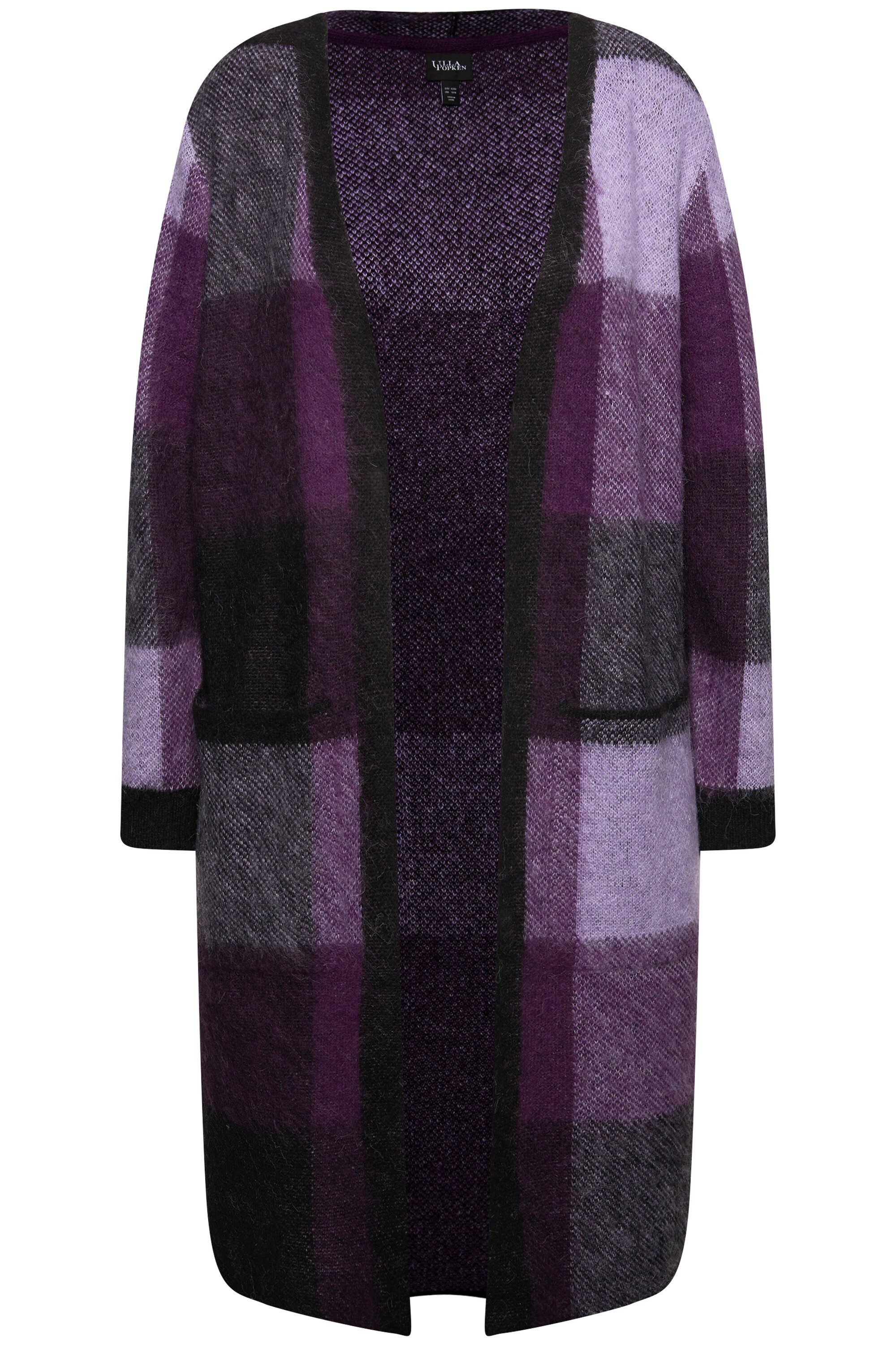Ulla Popken Strickjacke Long-Strickjacke Karo offenes günstig online kaufen