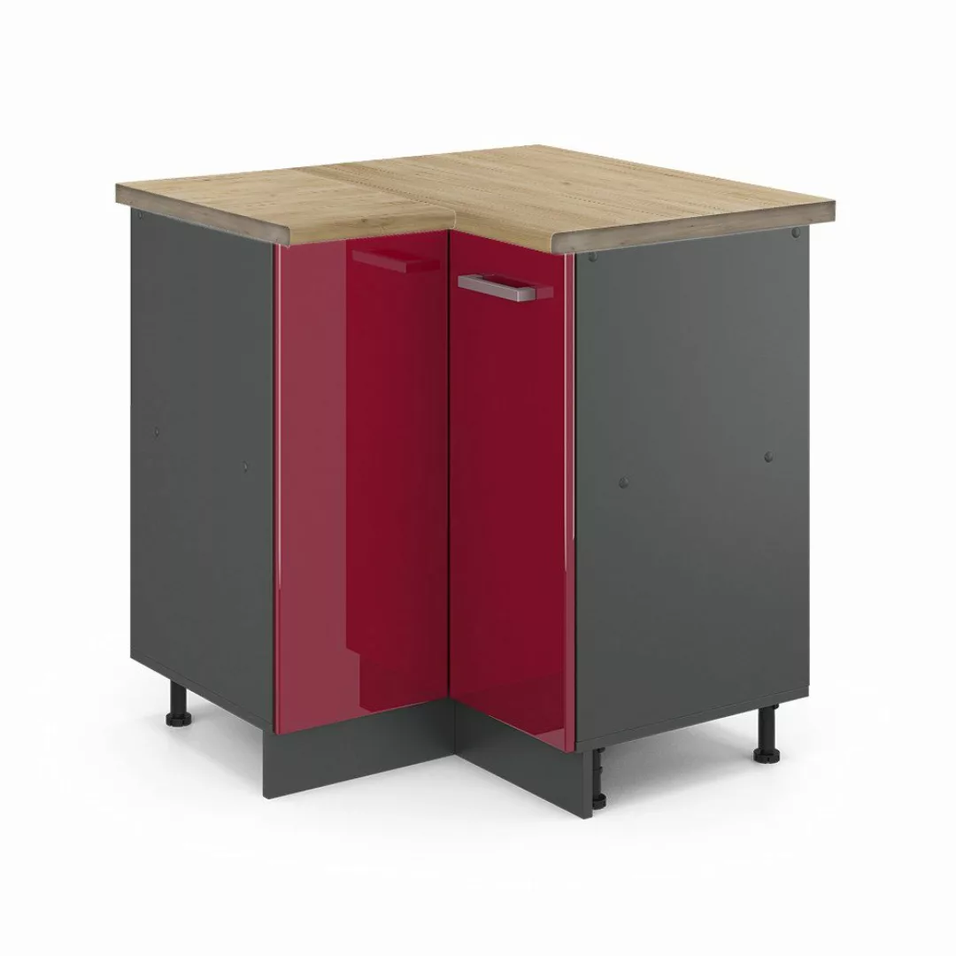 Vicco Eckunterschrank R-Line, Bordeaux Hochglanz/Anthrazit, 75.6 günstig online kaufen