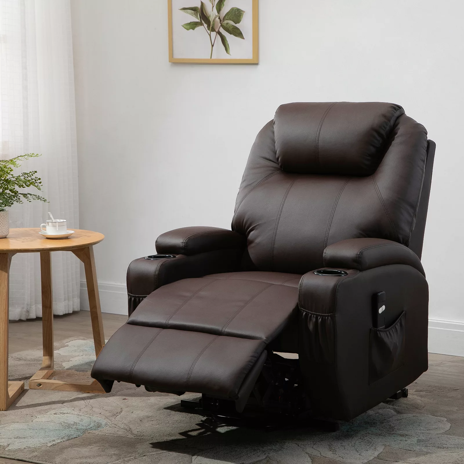 HOMCOM Sessel mit Aufstehhilfe, Neigbar, Relaxsessel mit Becherhalter & Auf günstig online kaufen