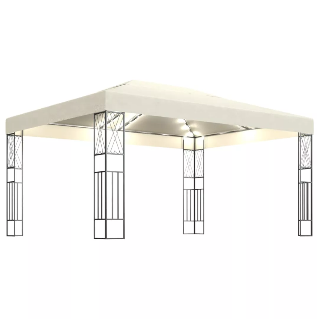 Pavillon Mit Lichterketten 3x4 M Creme Stoff günstig online kaufen