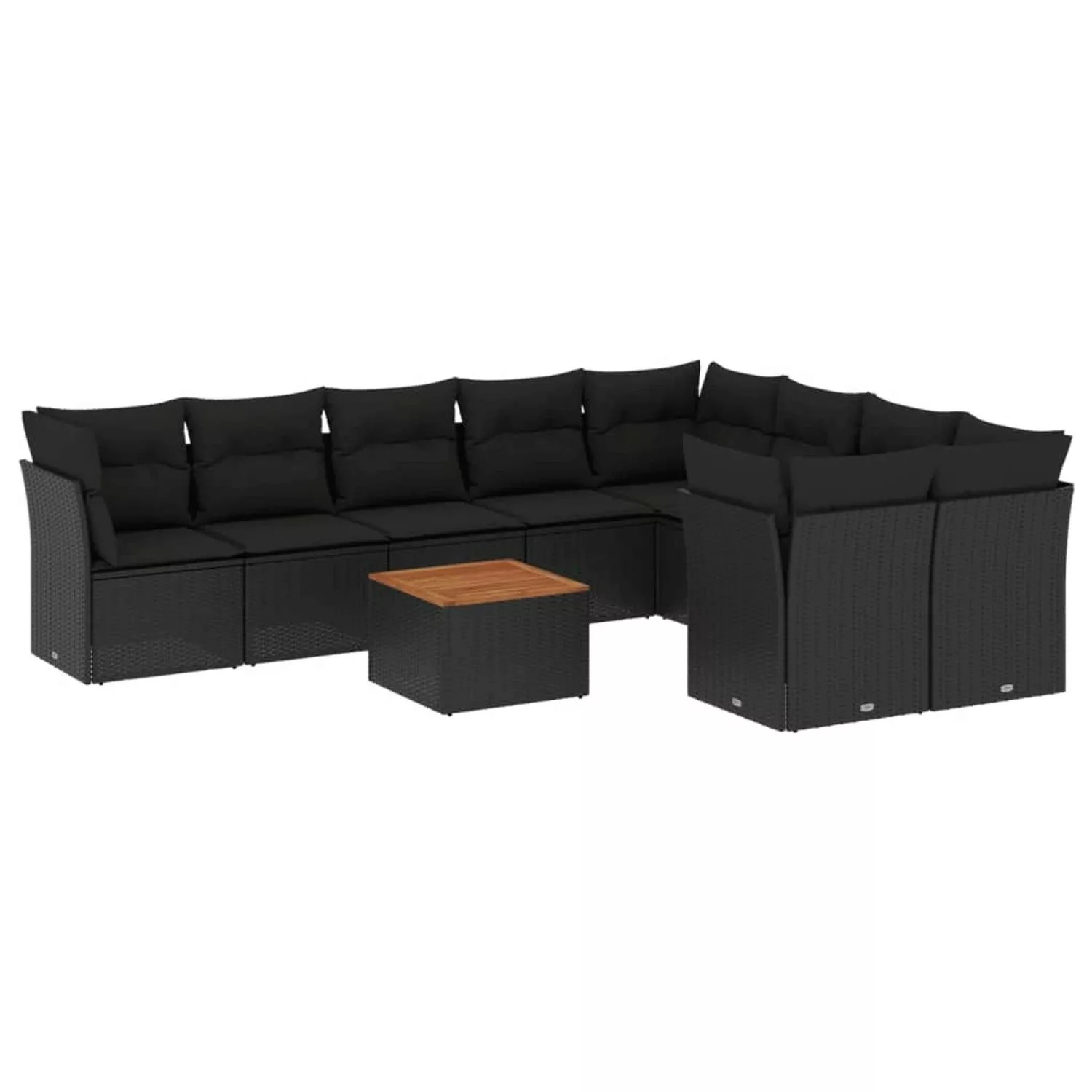 vidaXL 10-tlg Garten-Sofagarnitur mit Kissen Schwarz Poly Rattan Modell 43 günstig online kaufen