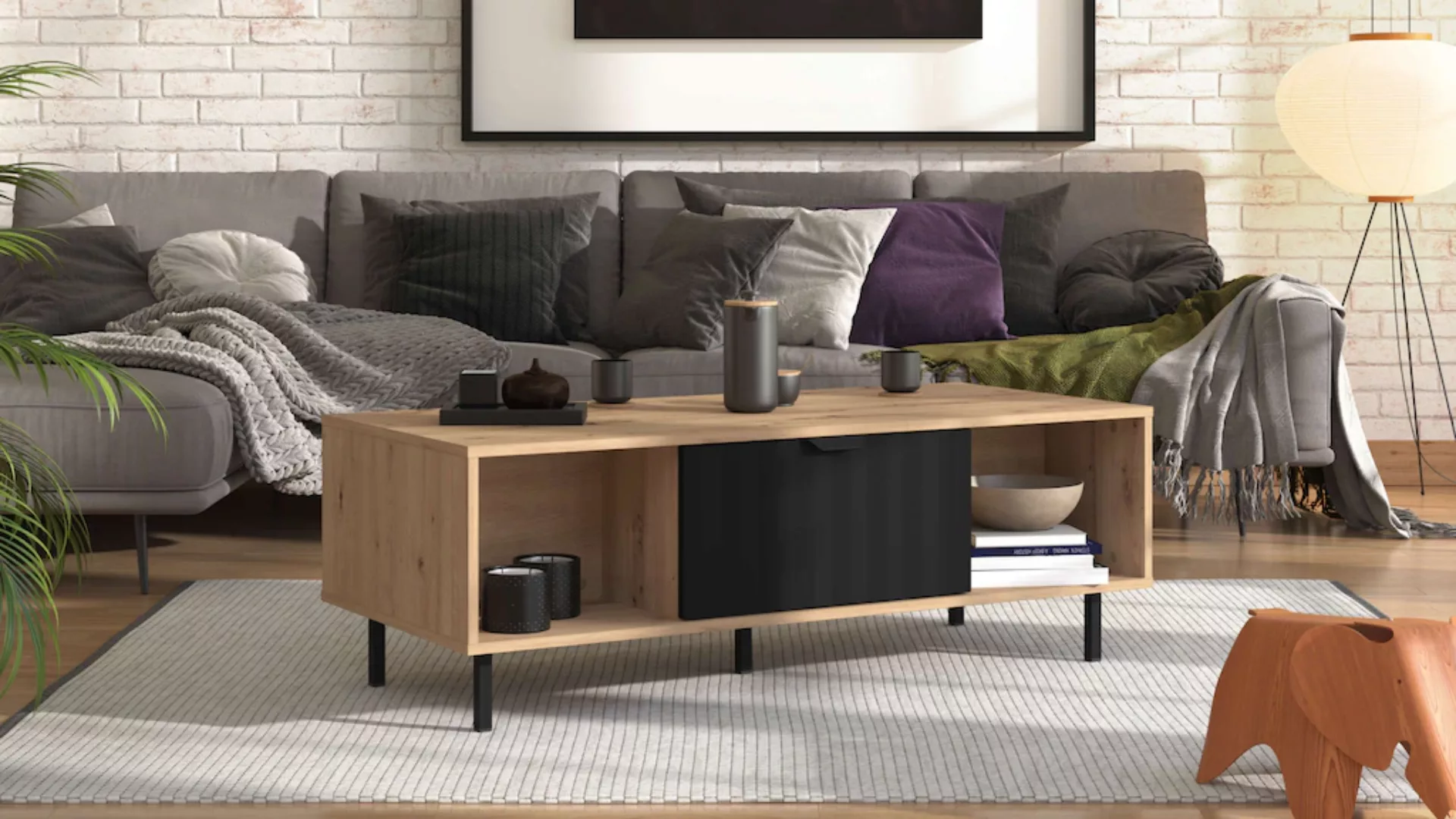 Home affaire Couchtisch "Vandea, 120 cm, modernes Design mit viel Stauraum, günstig online kaufen