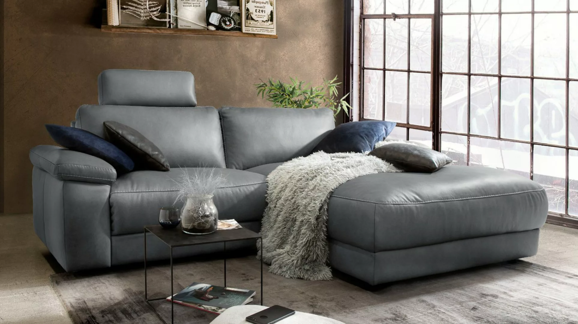 KAWOLA Ecksofa LOLA, Sofa Stoff od. Leder, Recamiere rechts od. links, vers günstig online kaufen