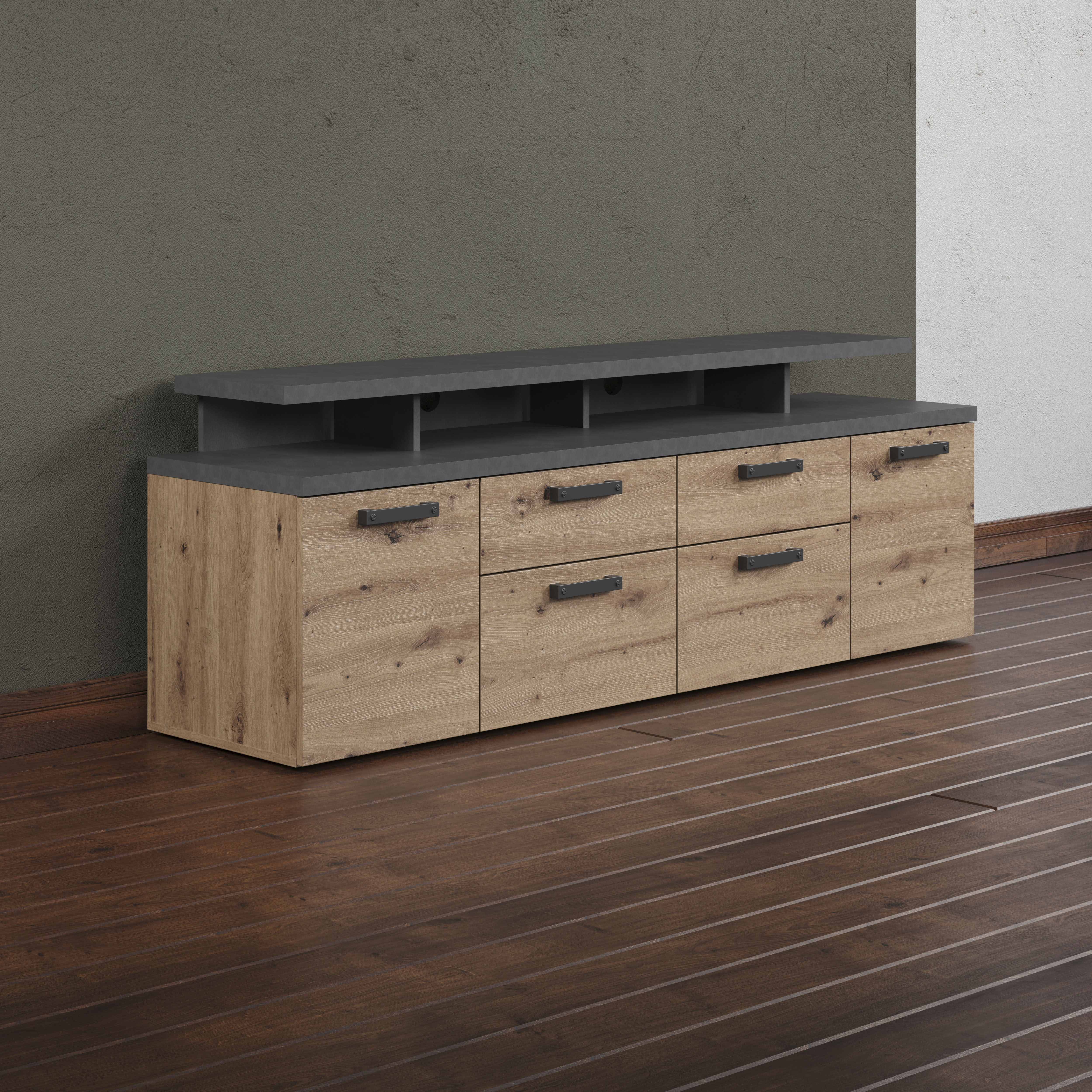Home affaire TV-Schrank "Ambres", (1 St.), Lowboard inklusive Aufsatz in Ei günstig online kaufen