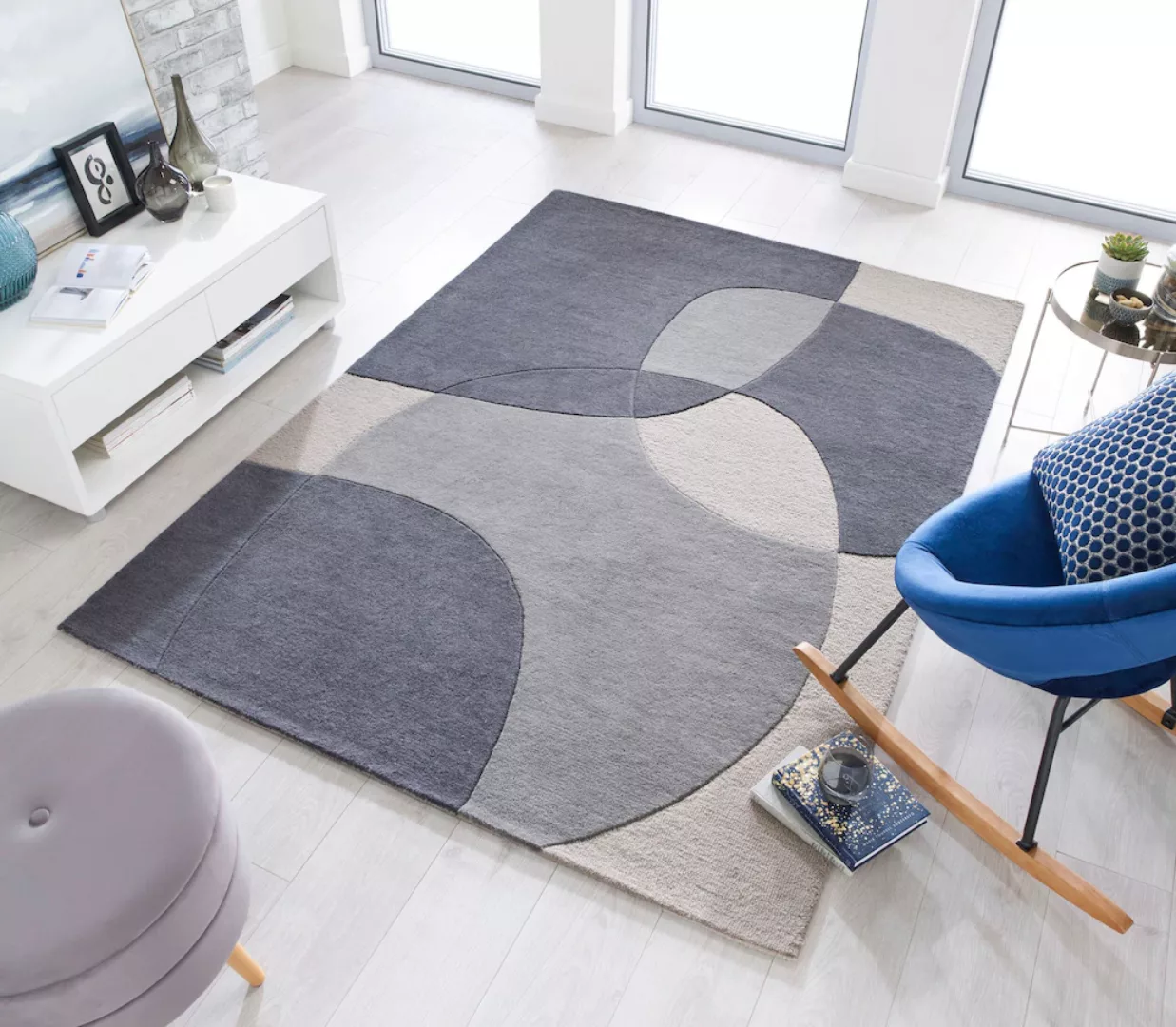 FLAIR RUGS Wollteppich »Glow«, rechteckig, 8 mm Höhe, fußbodenheizungsgeeig günstig online kaufen