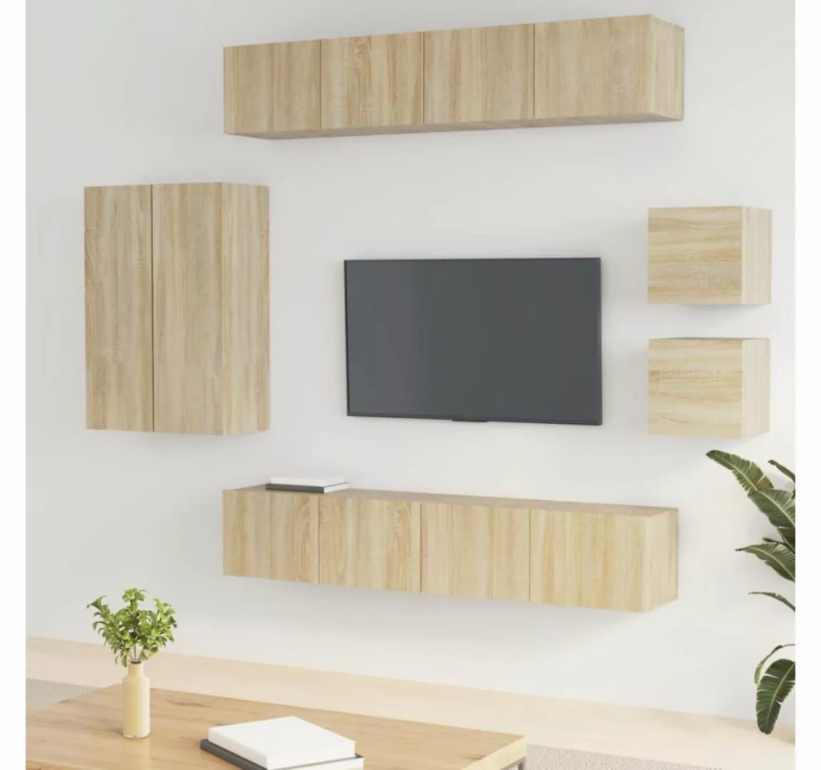 vidaXL TV-Schrank 8-tlg. TV-Schrank-Set Sonoma-Eiche Holzwerkstoff (8-St) günstig online kaufen