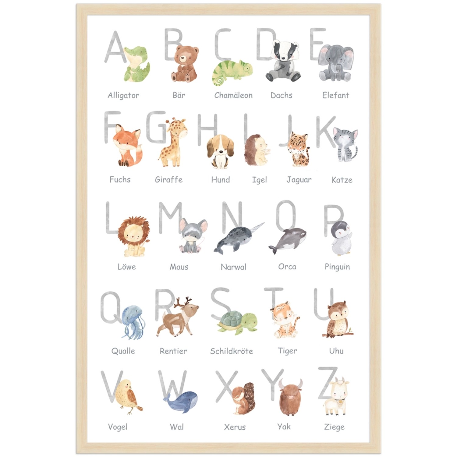 WANDStyle Gerahmtes Poster für Kinderzimmer Alphabet Deutsch 40 x 60 cm günstig online kaufen