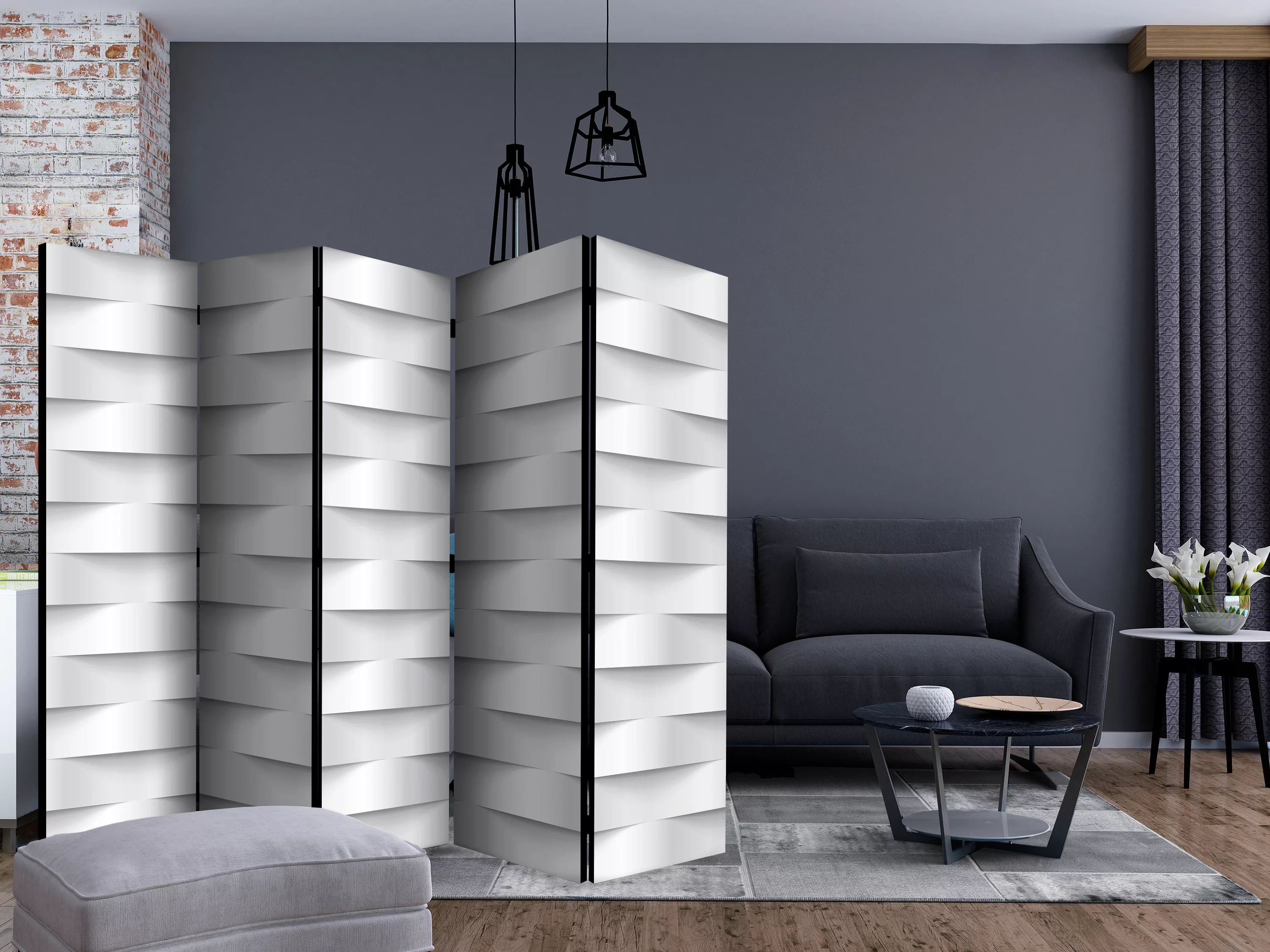 5-teiliges Paravent - White Illusion Ii [room Dividers] günstig online kaufen