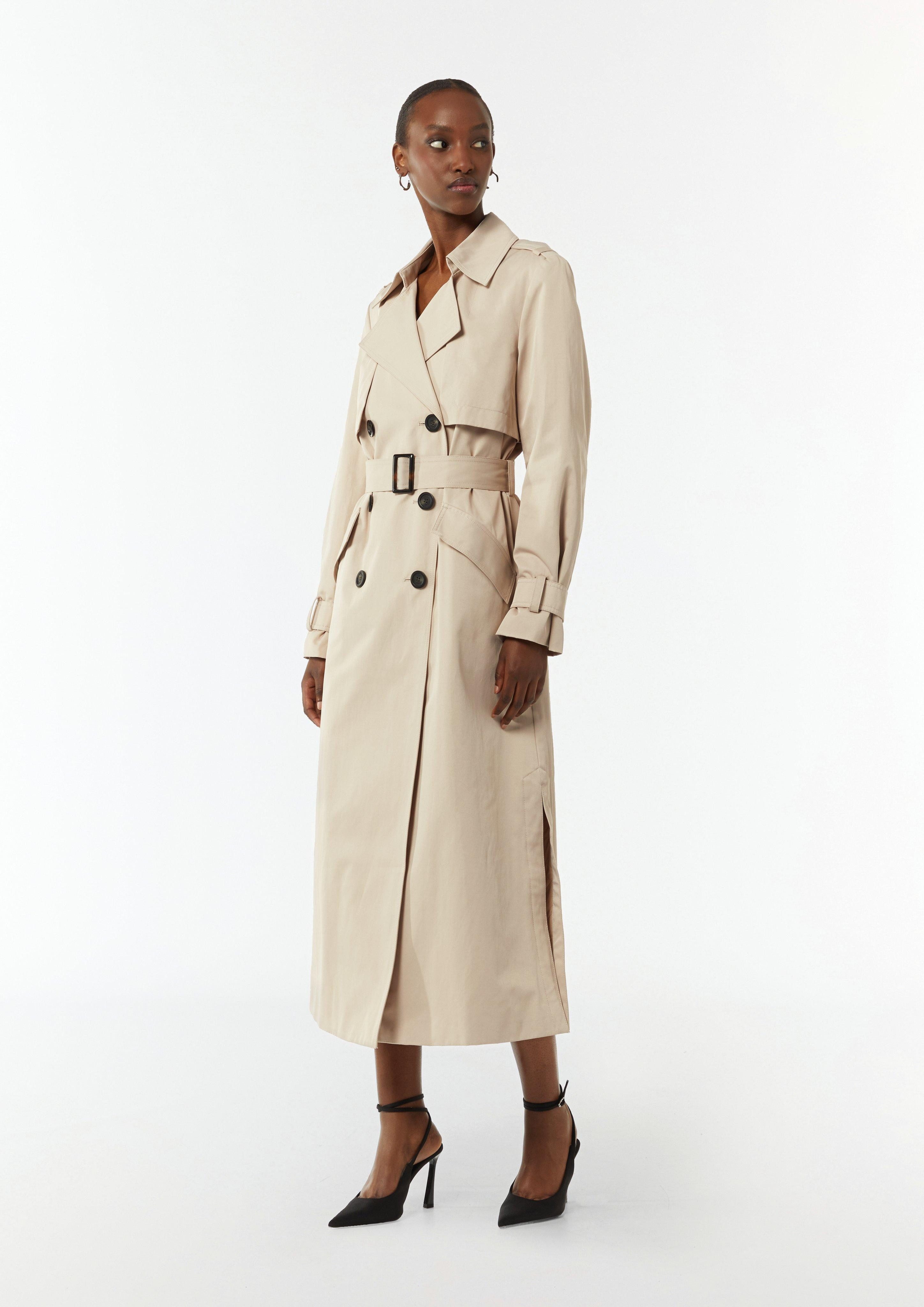 Comma Langmantel Langer Trenchcoat aus Baumwollmix günstig online kaufen