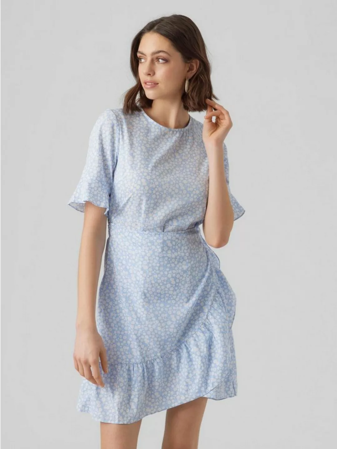 Vero Moda Shirtkleid Kurzes Mini Wickel Kleid VMHENNA (kurz) 5775 in Blau günstig online kaufen