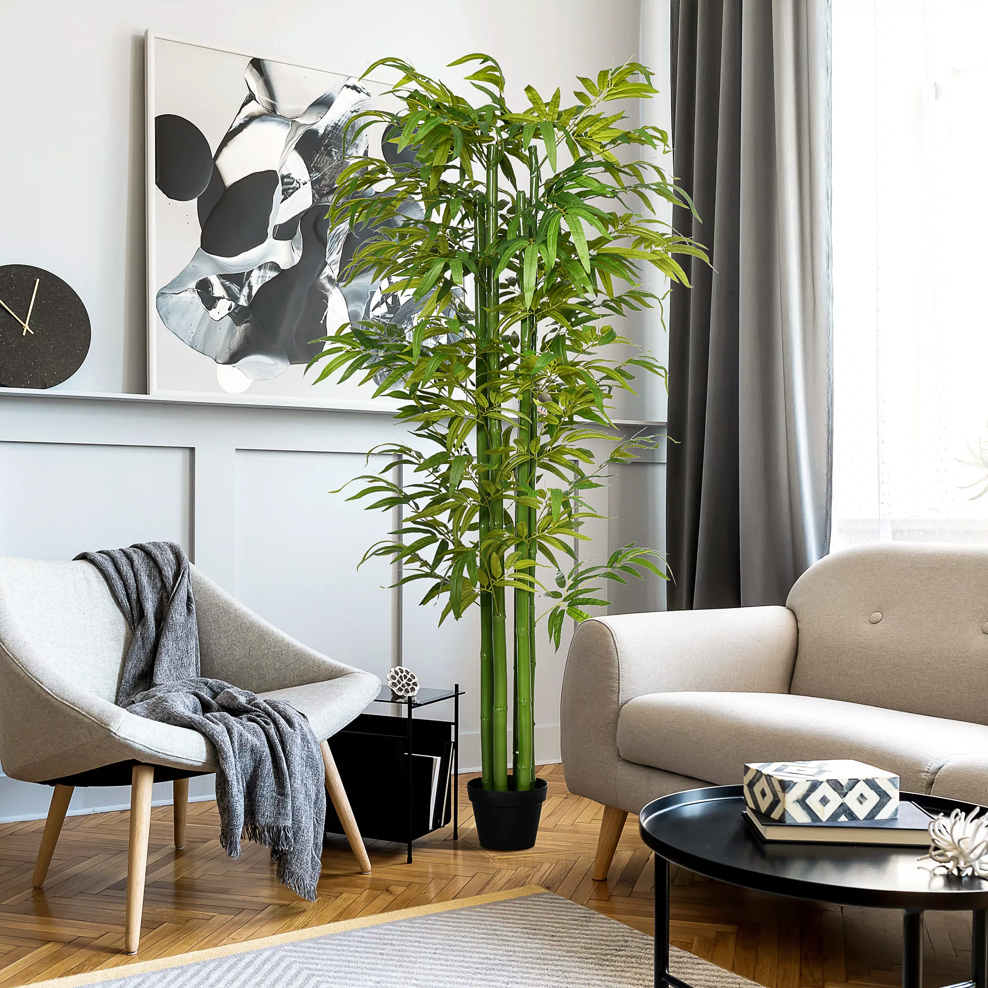HOMCOM Künstliche Pflanze  180 cm Kunstpflanze, Künstlicher Bambusbaum mit günstig online kaufen