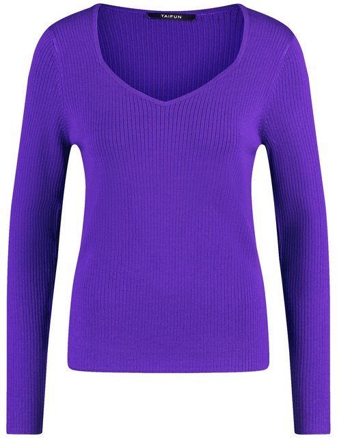 Taifun Rundhalspullover Pullover aus geripptem Feinstrick günstig online kaufen