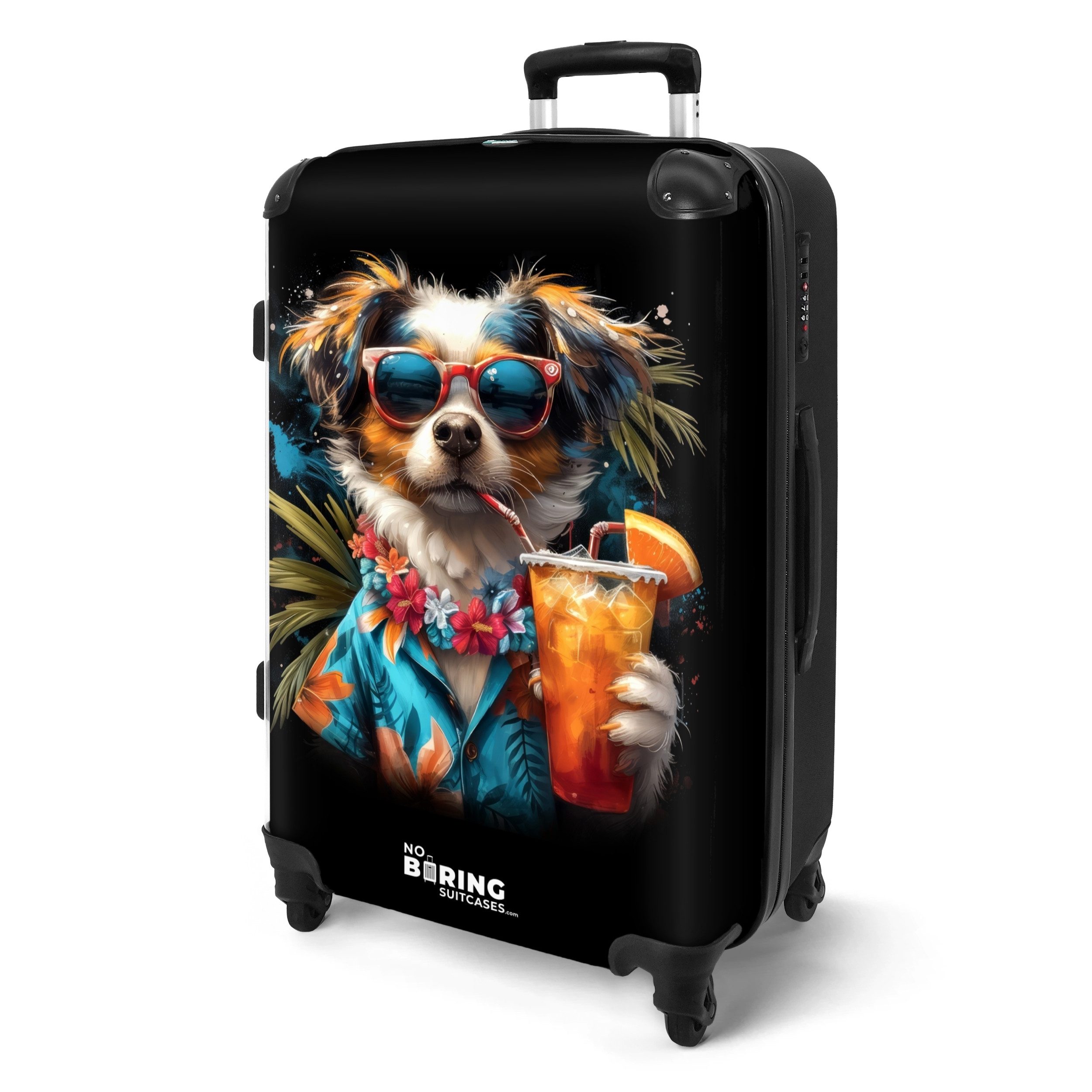 NoBoringSuitcases.com© Hartschalen-Trolley Hund in tropischen Sphären günstig online kaufen