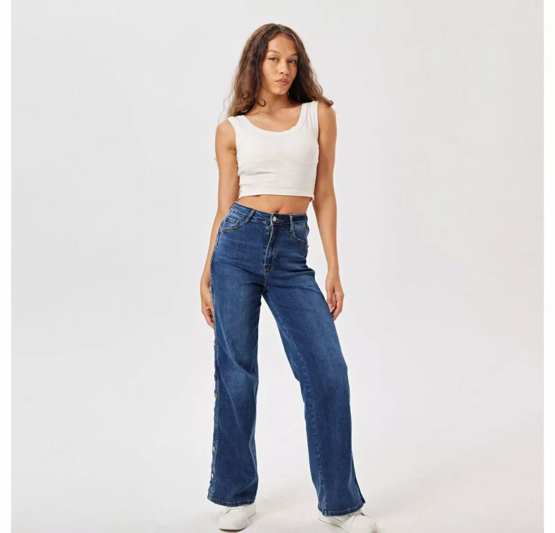 Ital-Design Weite Jeans Damen Freizeit Knopfleiste Stretch High Waist Jeans günstig online kaufen