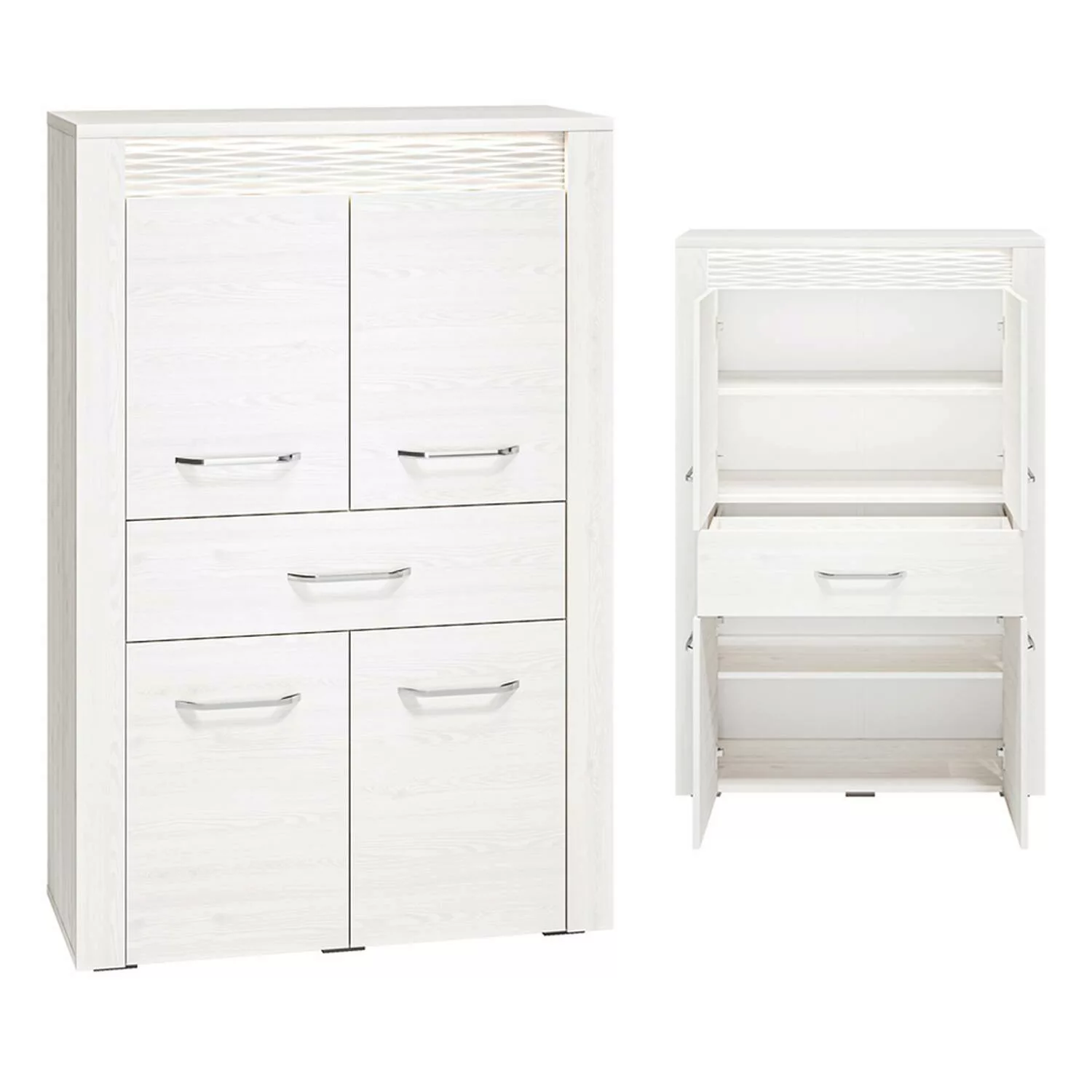 Highboard CORDOBA-131 in Schnee Kiefer Nb., B/H/T: ca. 92/140/40 cm günstig online kaufen