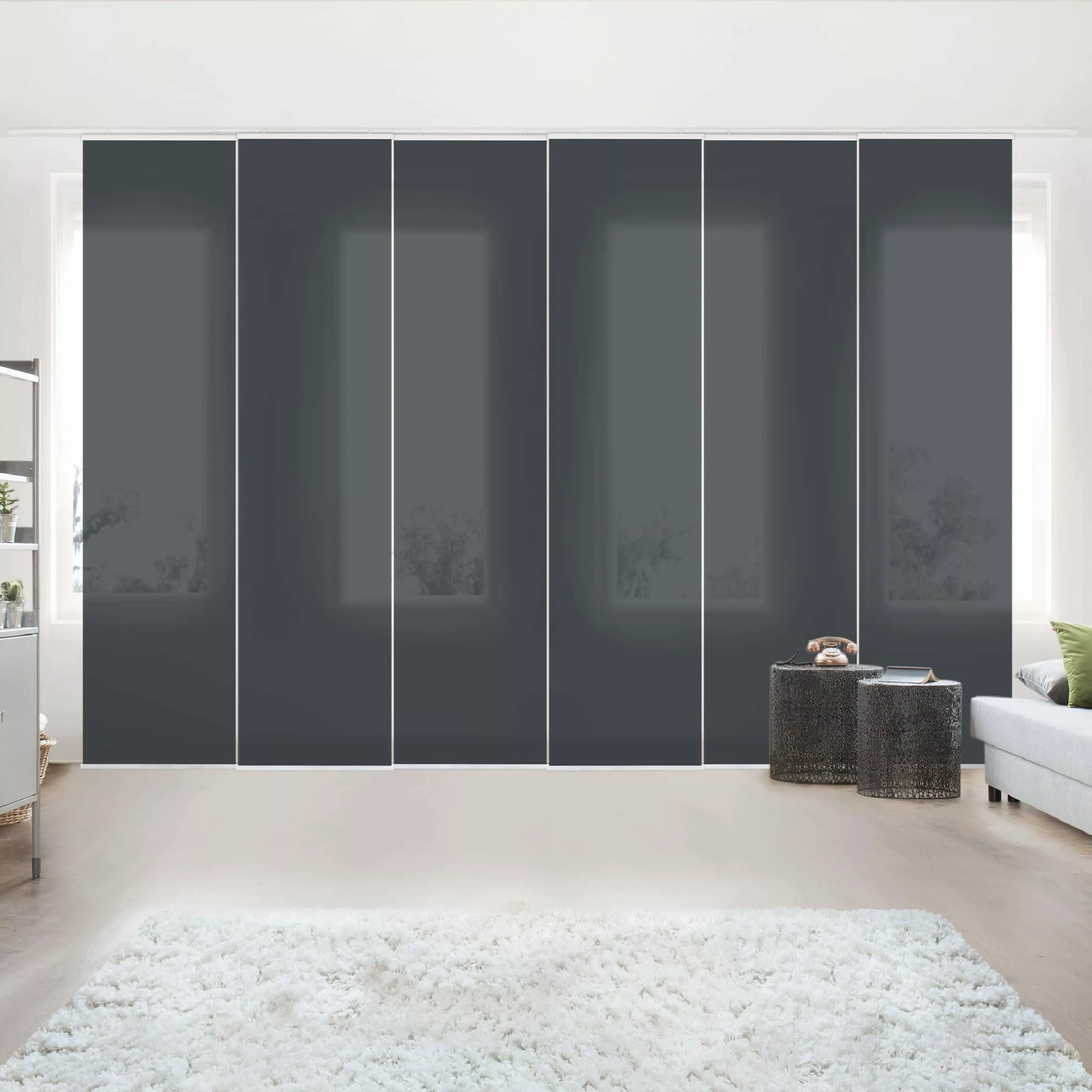 Bilderdepot24 Schiebegardine modern Flächenvorhang blickdicht Mondgrau, günstig online kaufen