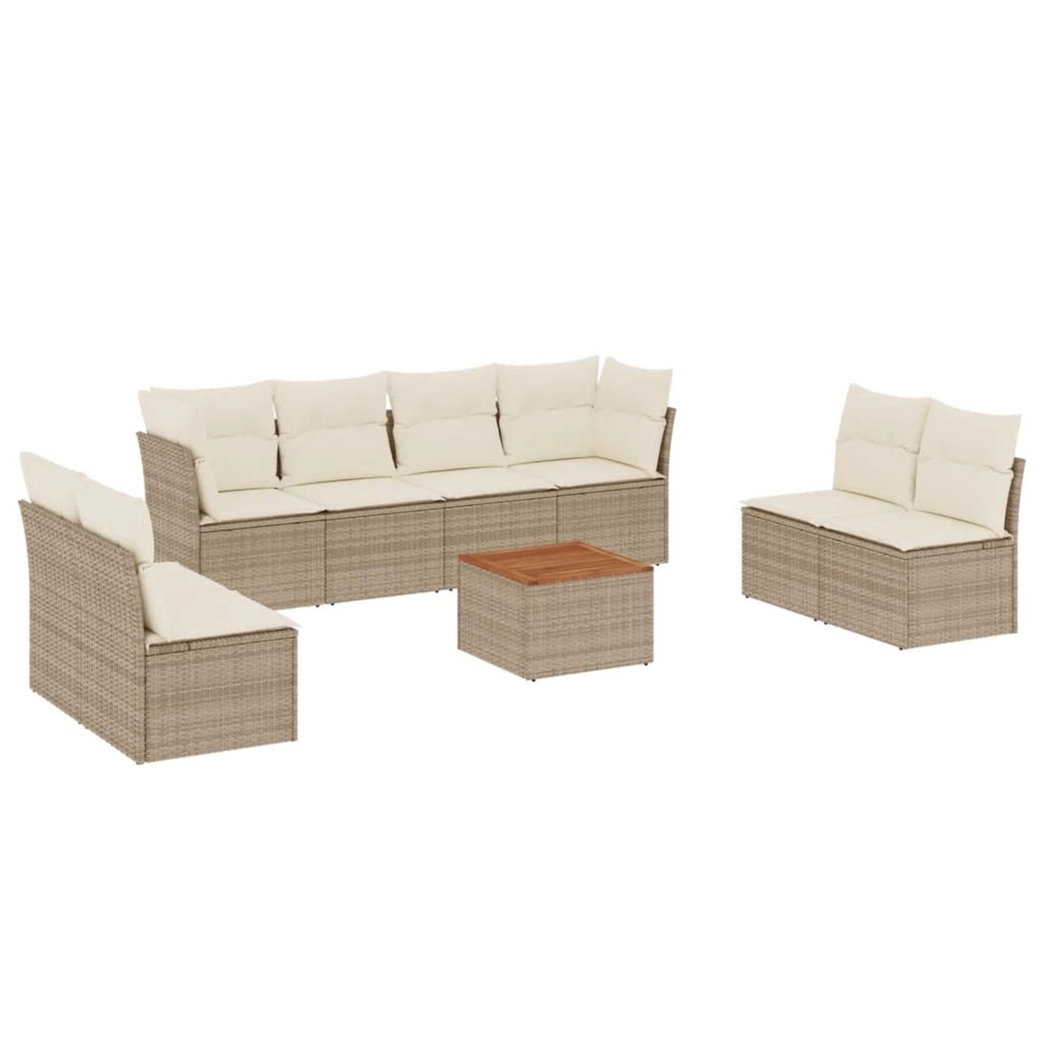 vidaXL 9-Tlg Garten-Sofagarnitur mit Kissen Beige Poly Rattan 3255911 günstig online kaufen