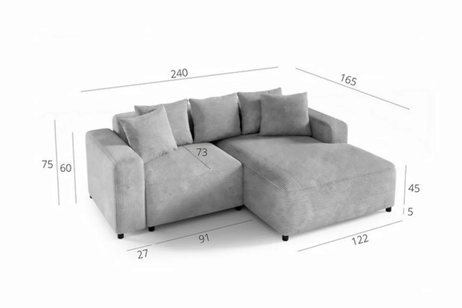 Fun Möbel Ecksofa Designersofa MEGAN XS in Stoff Poso, inkl. 5 Zierkissen, günstig online kaufen