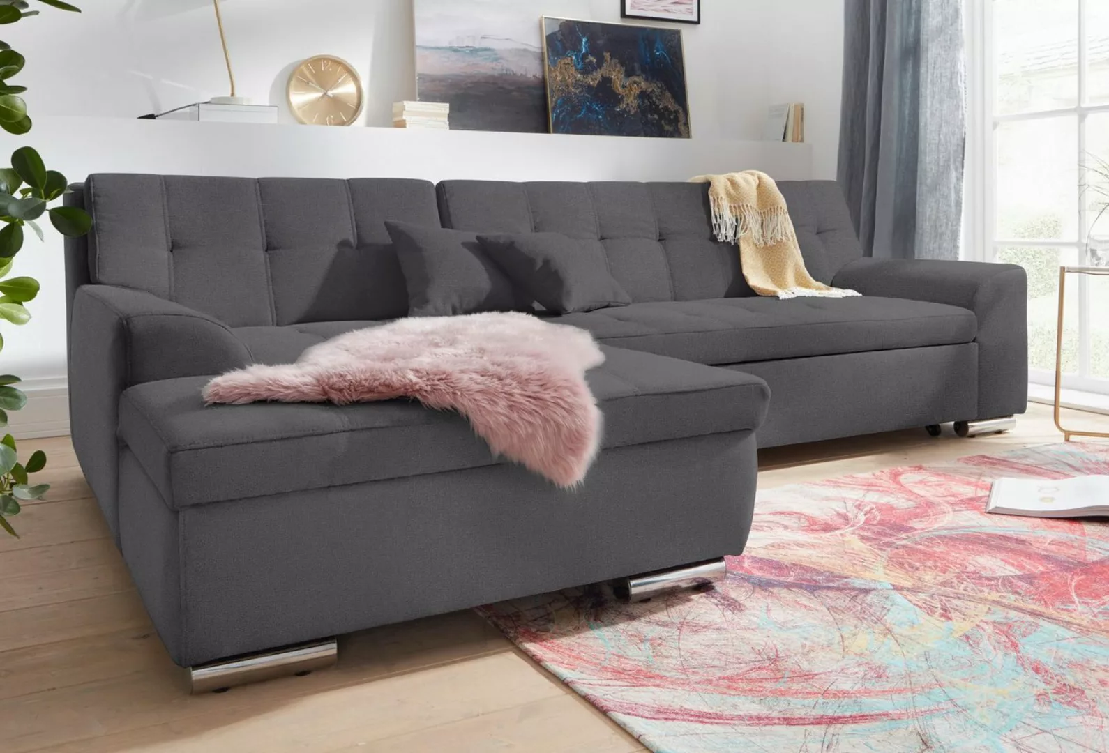 DOMO collection Ecksofa Aversa L-Form, wahlweise mit Bettfunktion günstig online kaufen