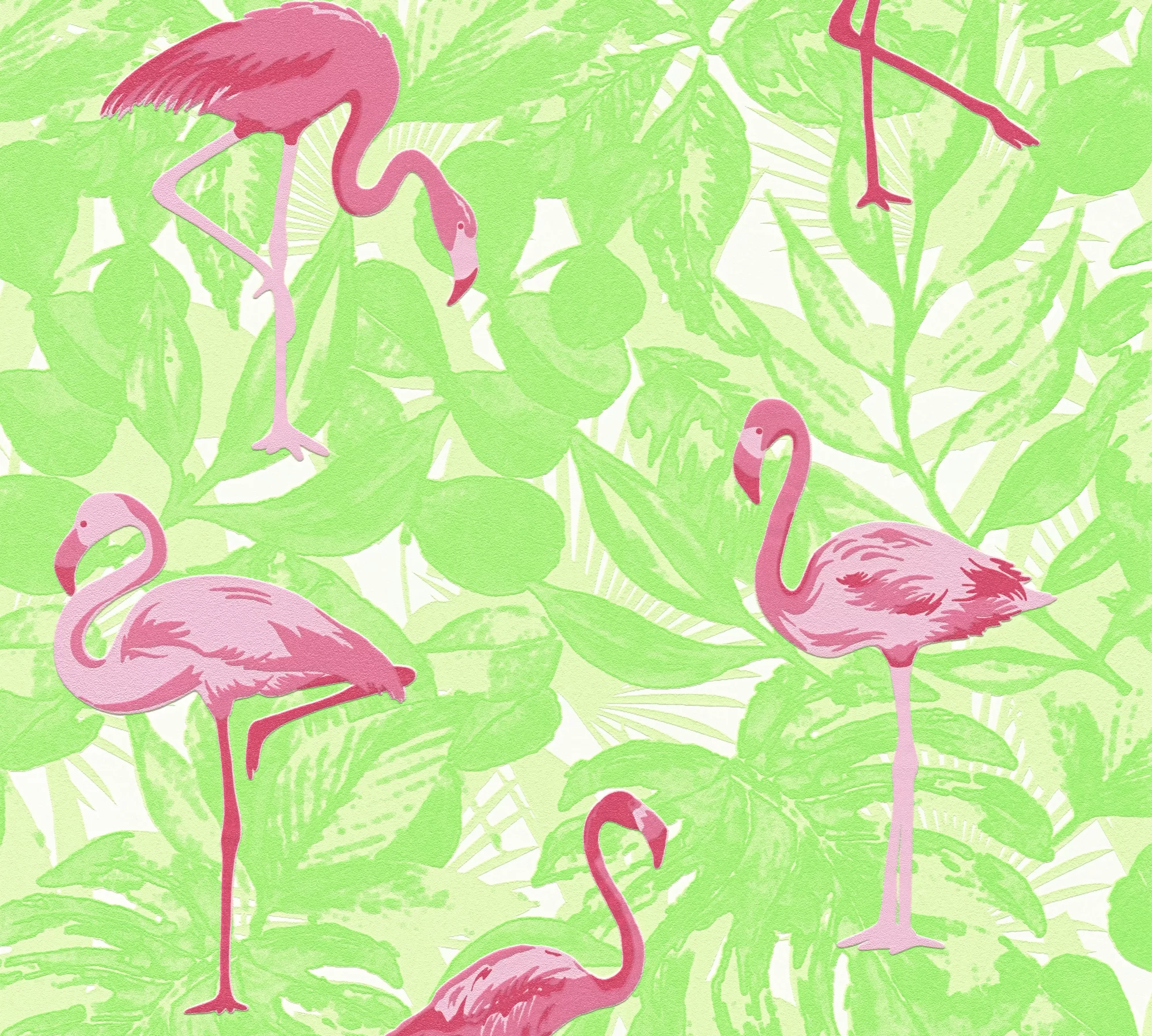 Bricoflor Tropical Tapete in Grün Pink Neon Vliestapete mit Flamingo in Hel günstig online kaufen