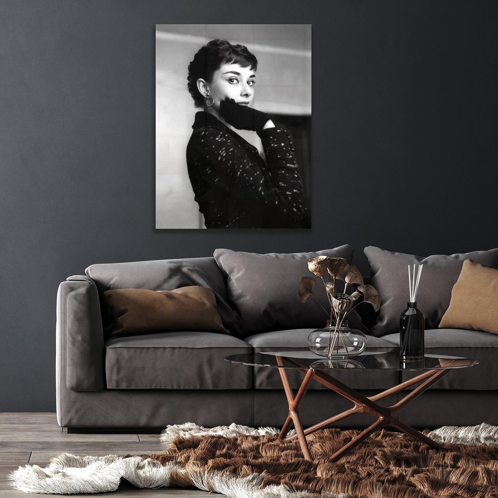 queence Acrylglasbild "The Glove", Schwarz-Weiß-Frau-Stars, Audrey Hepburn, günstig online kaufen