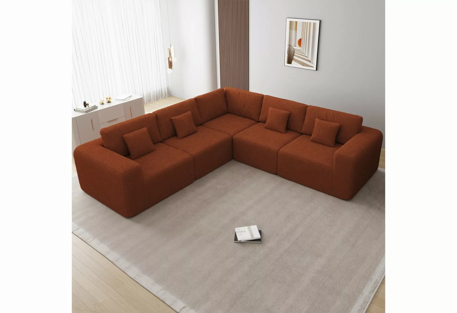 Gotagee Ecksofa Luxuriöses Sofastuhl L-Shape Kombisofa Leinenstoff mit 4 Ki günstig online kaufen