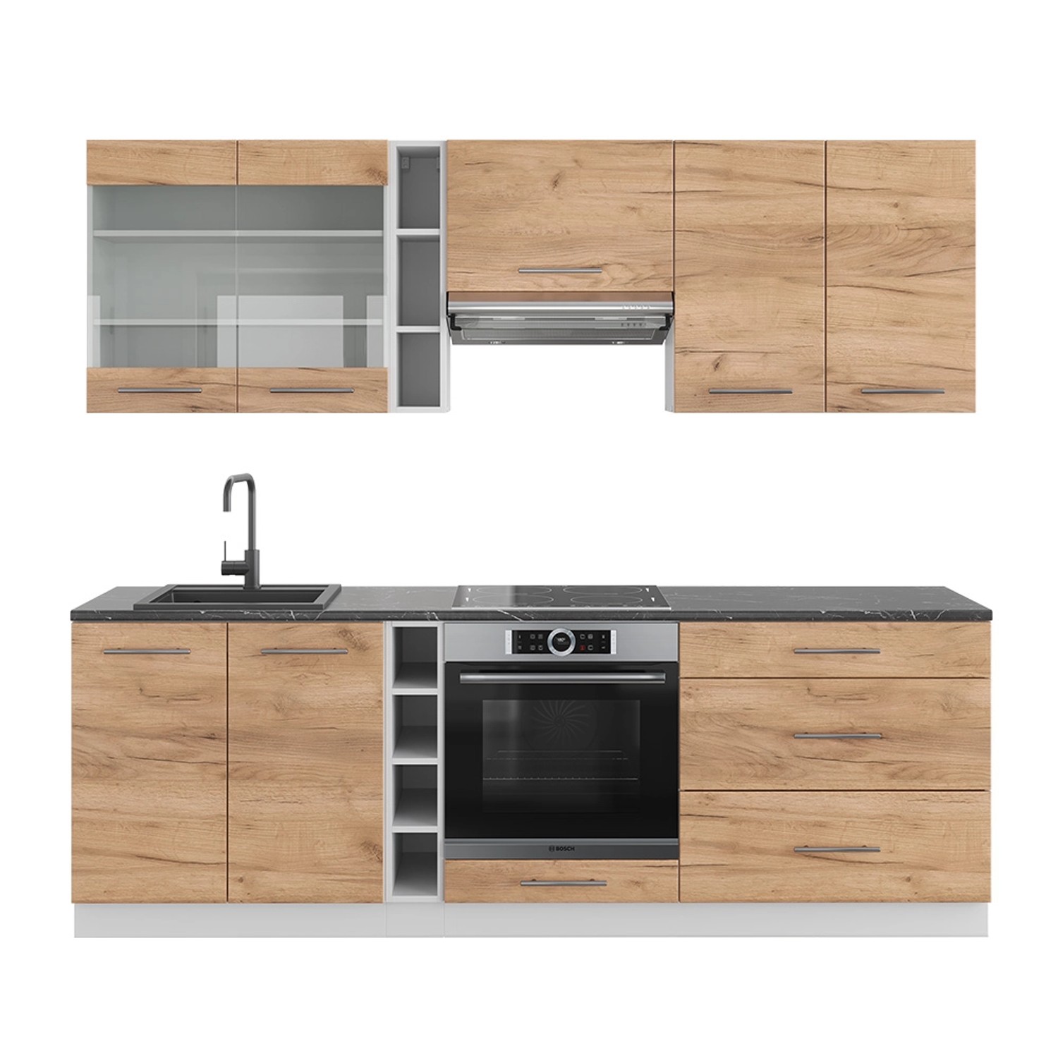 Vicco Küchenzeile Fame-Line, Bordeaux Hochglanz/Anthrazit, 235cm günstig online kaufen