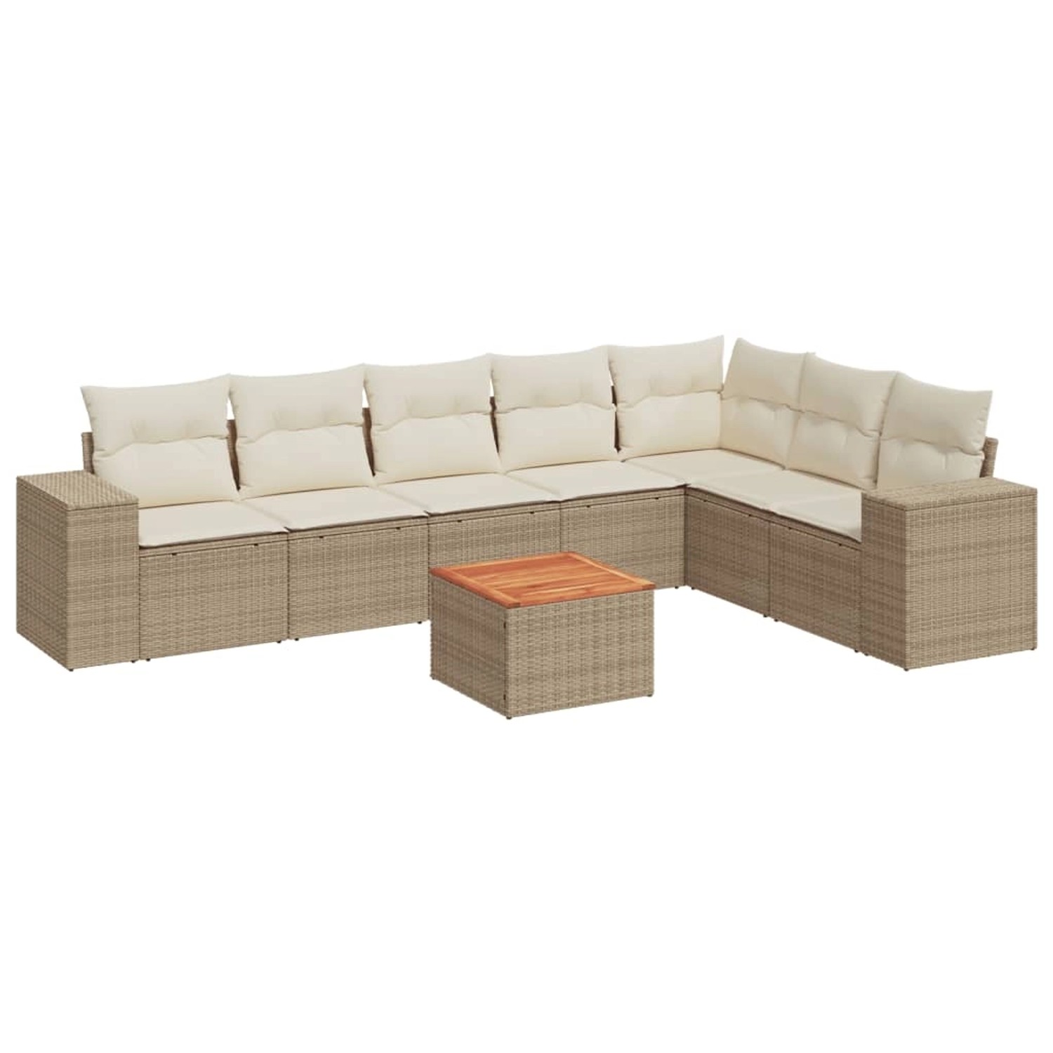 vidaXL 8-Tlg Garten-Sofagarnitur mit Kissen Beige Poly Rattan 3225477 günstig online kaufen