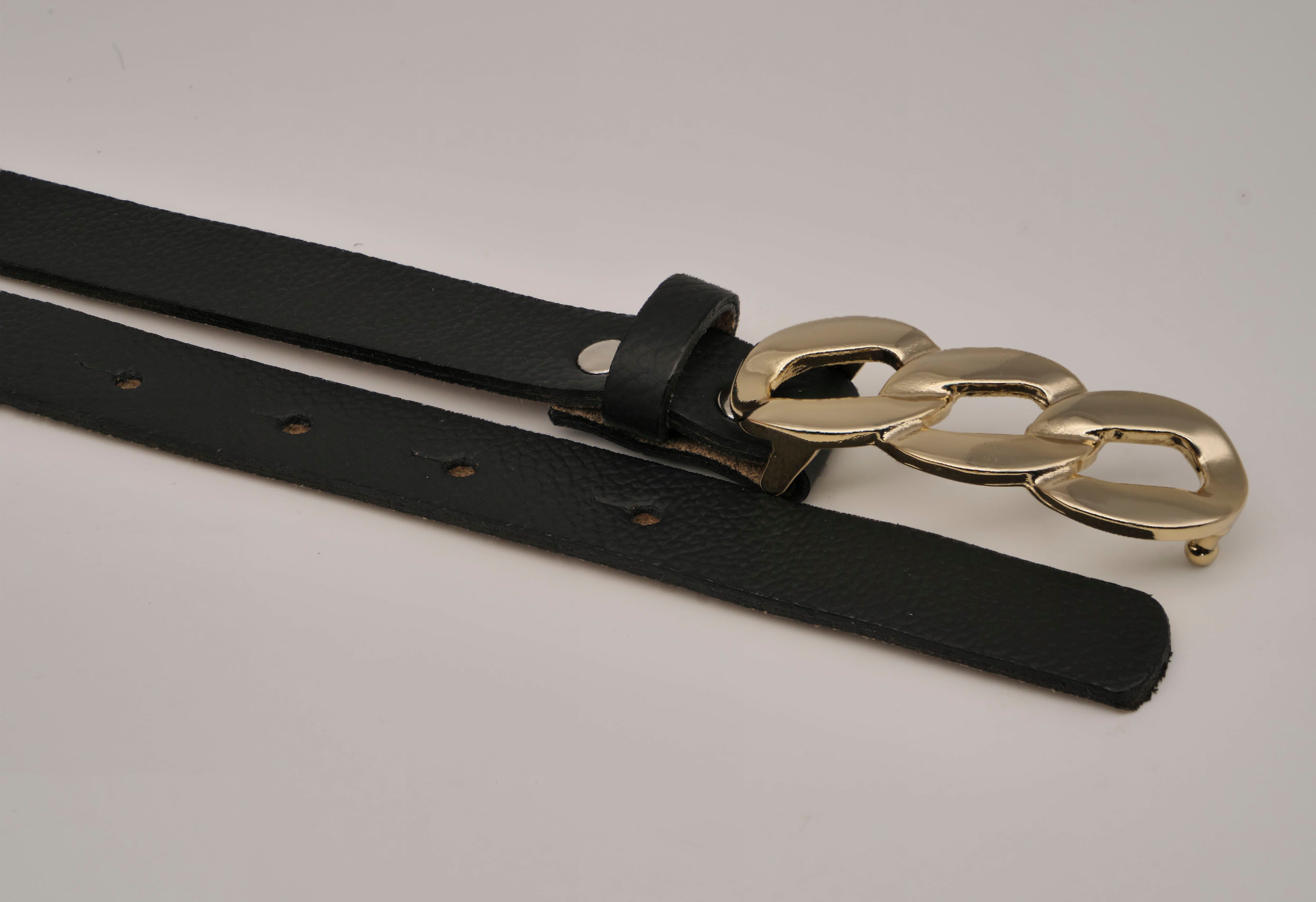 AnnaMatoni Ledergürtel mit goldener Schließe günstig online kaufen