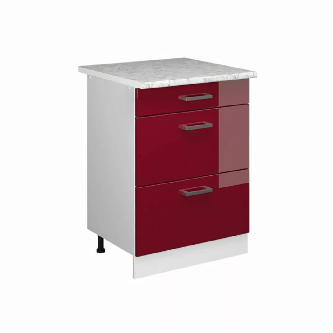 Vicco Unterschrank Schubunterschrank + Arbeitsplatte 60 cm R-LINE Bordeuax- günstig online kaufen