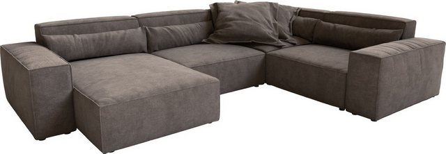 DELIFE Big-Sofa Sirpio, L Bouclé Creme-Weiß 330x230 cm Recamiere variabel günstig online kaufen