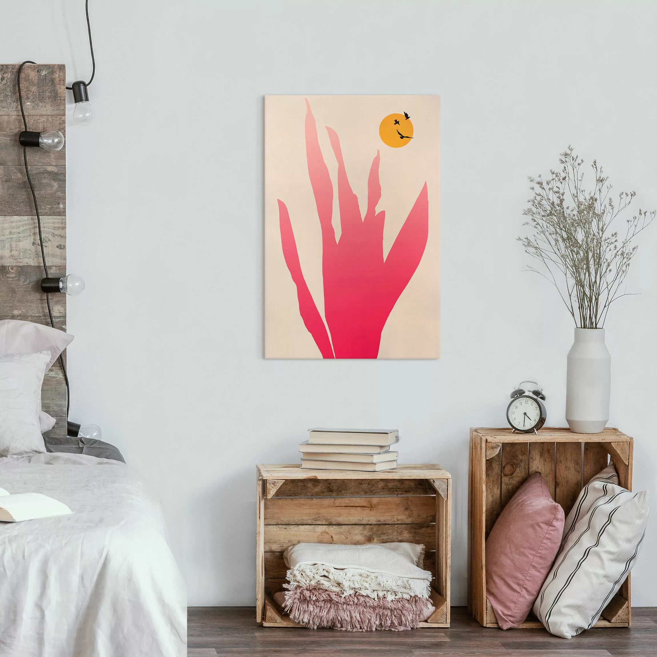 Leinwandbild Rosa Pflanze im Sonnenschein günstig online kaufen