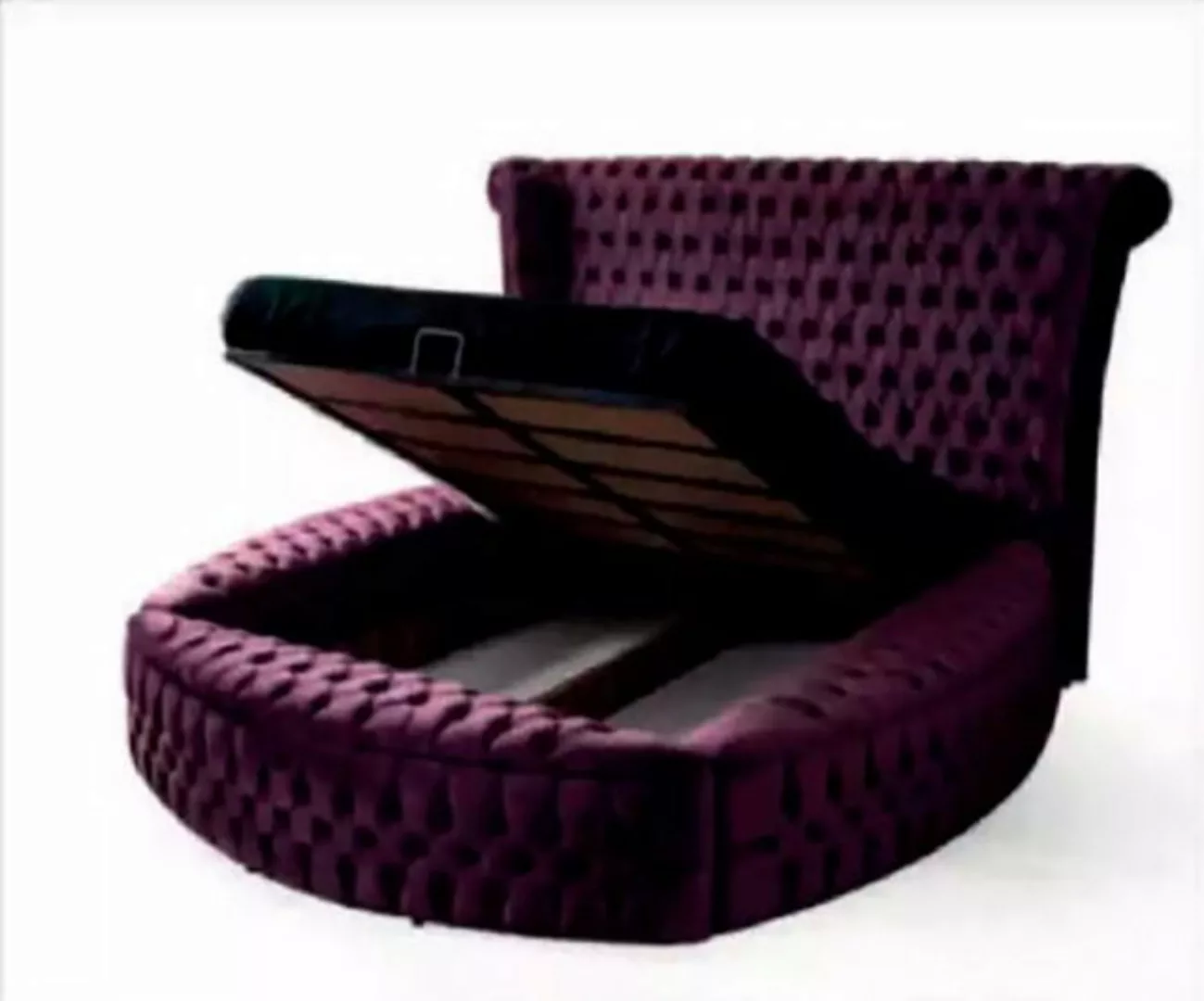 JVmoebel Bett Rundes Chesterfield Bett Lila Betten Möbel Samt Textil Einric günstig online kaufen