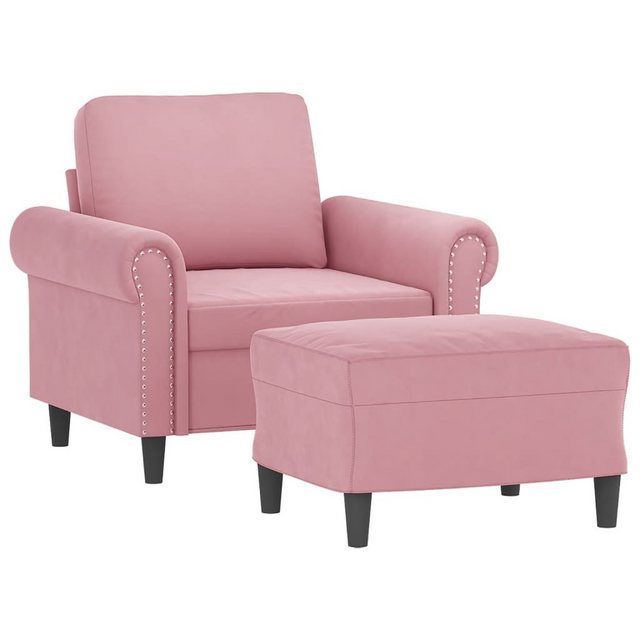 vidaXL Sofa Sessel mit Hocker Rosa 60 cm Samt günstig online kaufen