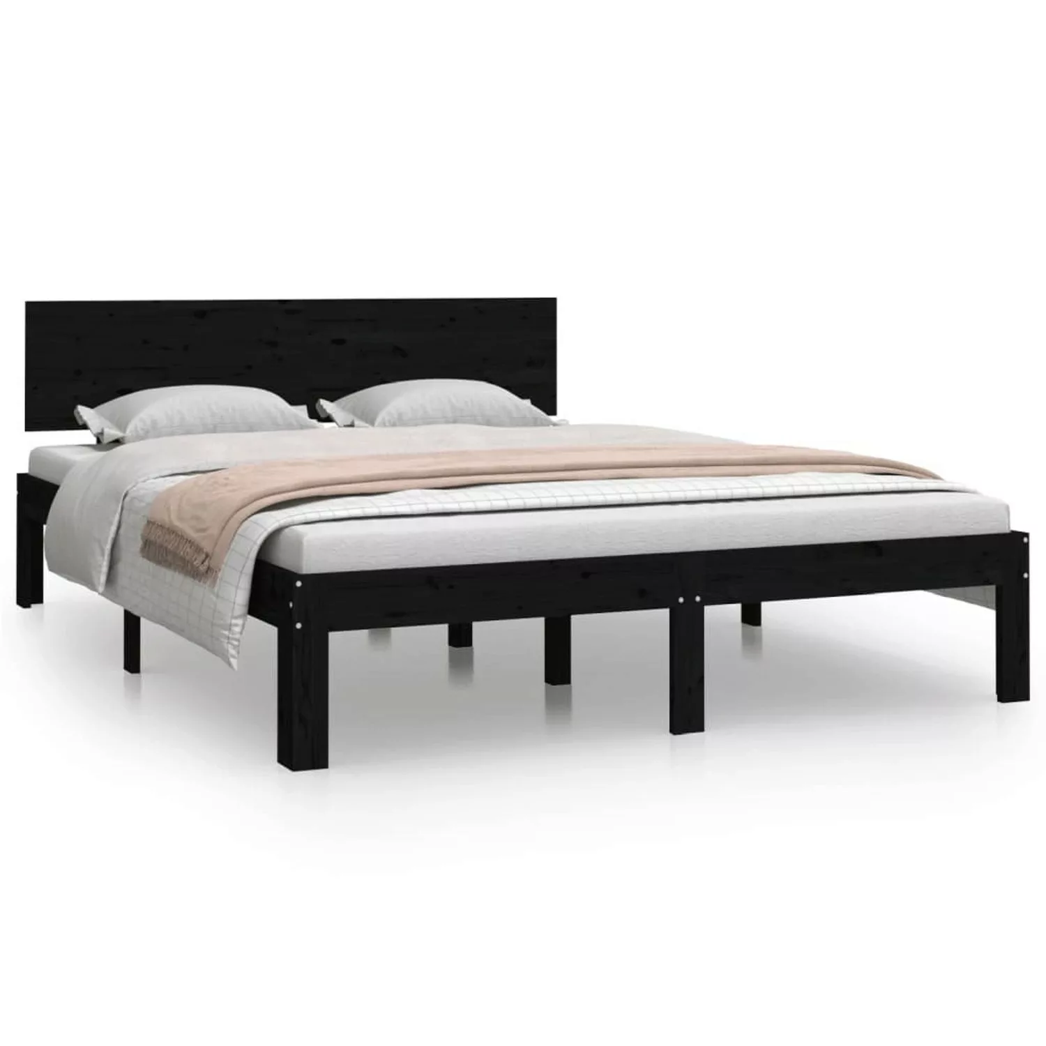 vidaXL Massivholzbett Schwarz 150x200 cm 5FT King Size1137074 günstig online kaufen