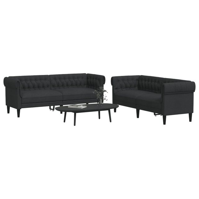 vidaXL Sofa 2-tlg Sofagarnitur Schwarz Stoff günstig online kaufen