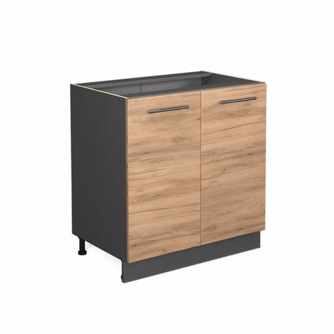 Livinity® Spülenunterschrank Fame-Line, Goldkraft Eiche/Anthrazit, 80 cm mi günstig online kaufen