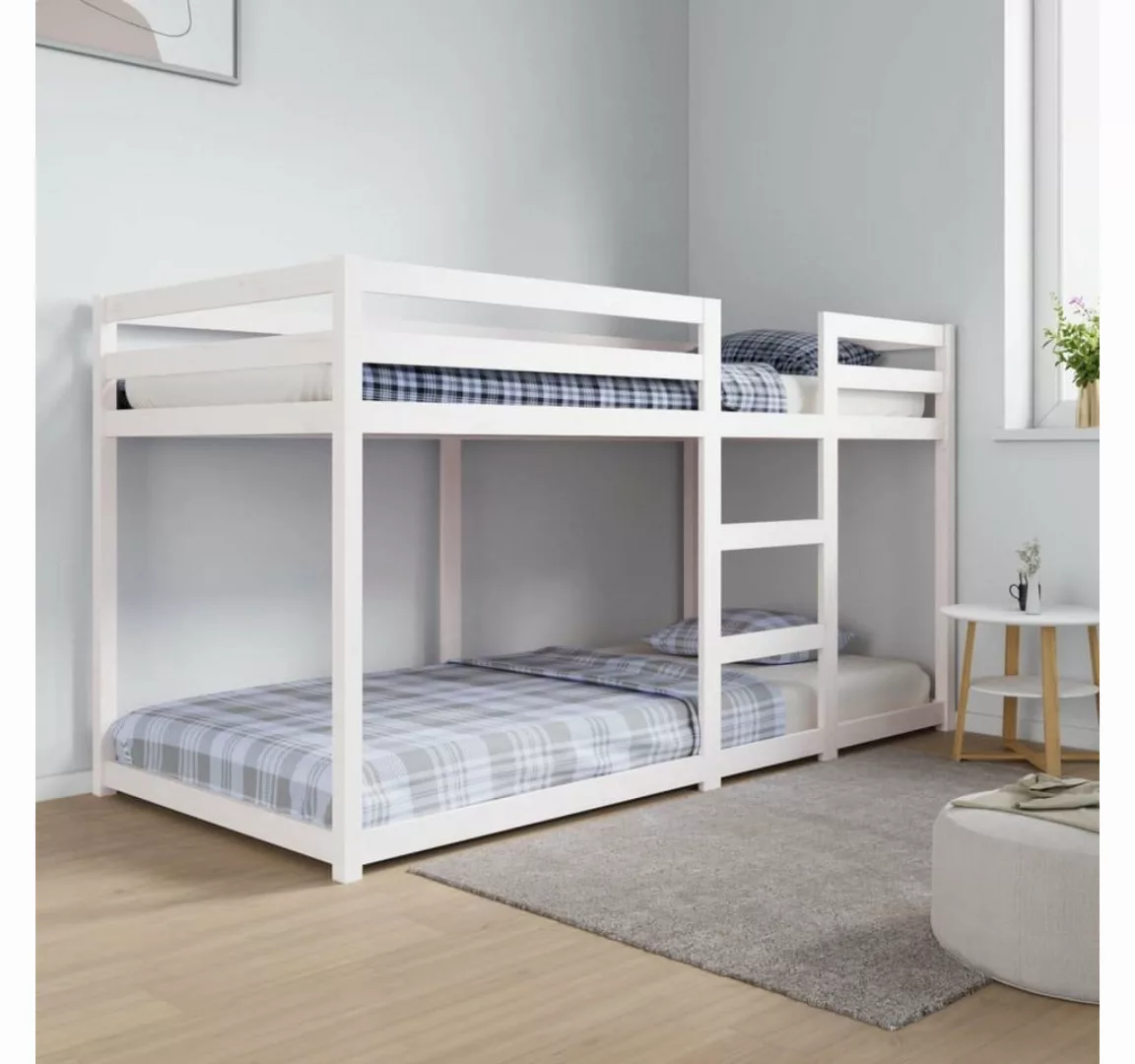 vidaXL Bettgestell Etagenbett Weiß 90x200 cm Massivholz Kiefer Bett Bettges günstig online kaufen